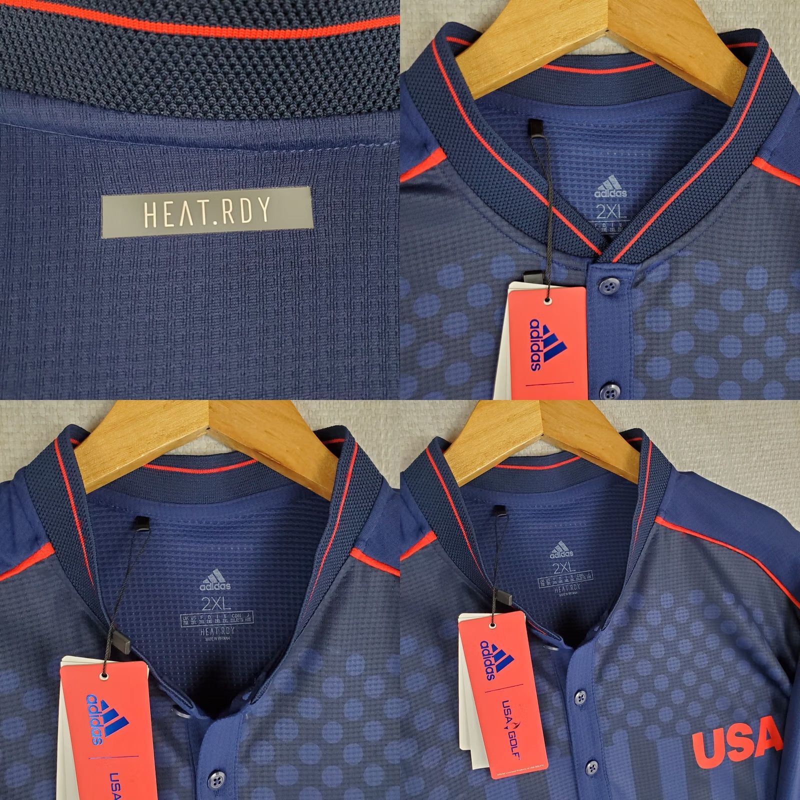 Adidas VINTAGE Adidas USA Golf Henley Polo Shirt 2XL Mens Blue NWT Size US XXL / EU 58 / 5 - 9 Thumbnail