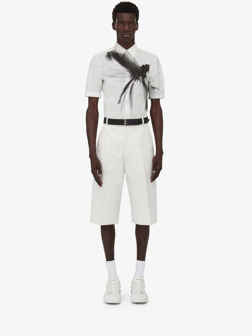 Alexander McQueen o1w1db10725 Dragonfly Short Sleeve Shirt in White Size US XL / EU 56 / 4 - 2 Thumbnail