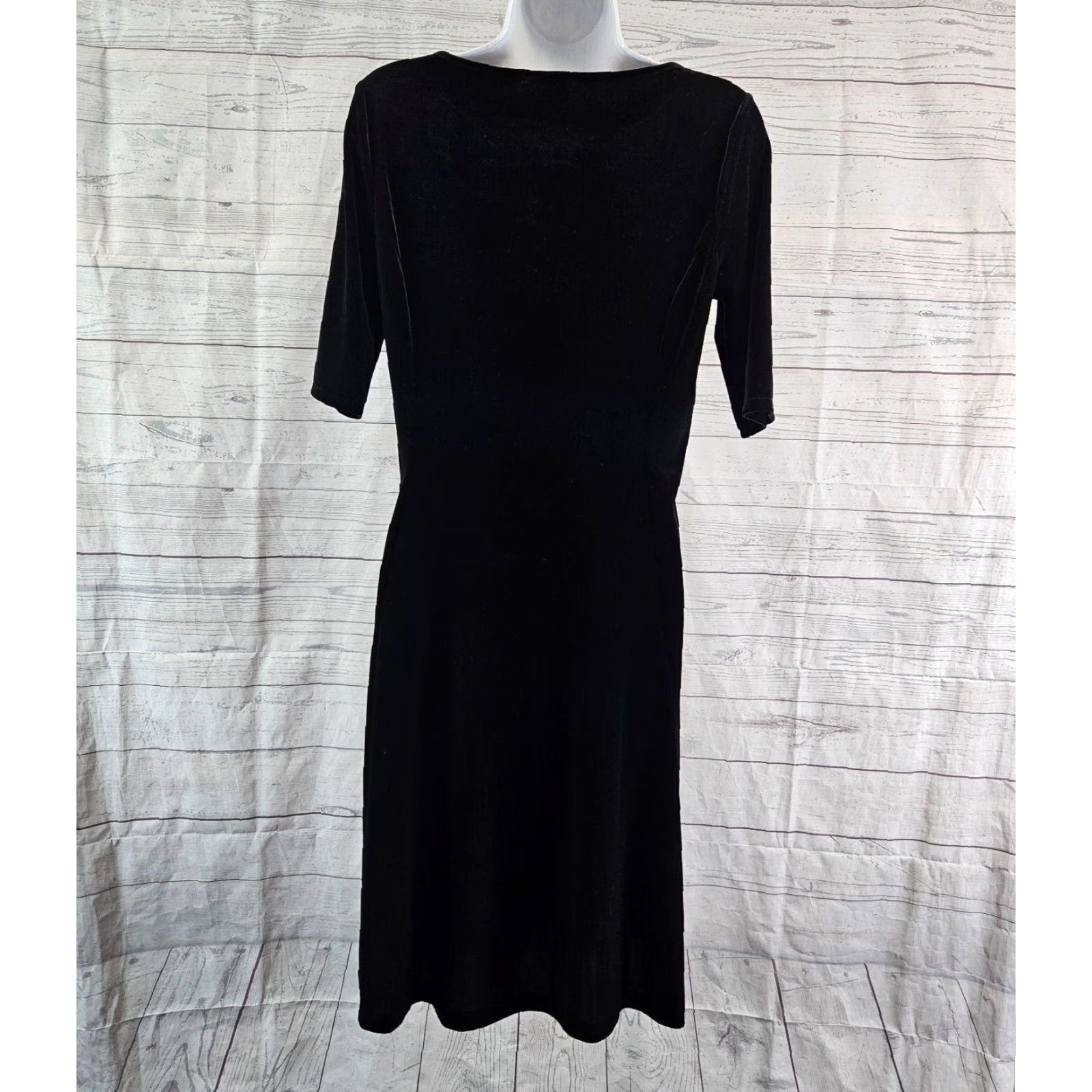 Lands' End VINTAGE Lands' End Velvet Dress Womens Solid Black Half Sleeve Midi Size Small (S) P Size S / US 4 / IT 40 - 4 Thumbnail