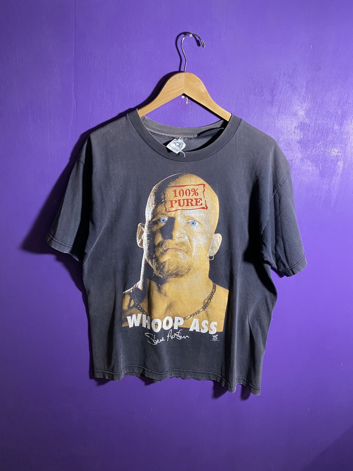WWF Vintage 90s WWF Stone cold whoop ass faded t-shirt Size US L / EU 52-54 / 3 - 1 Thumbnail