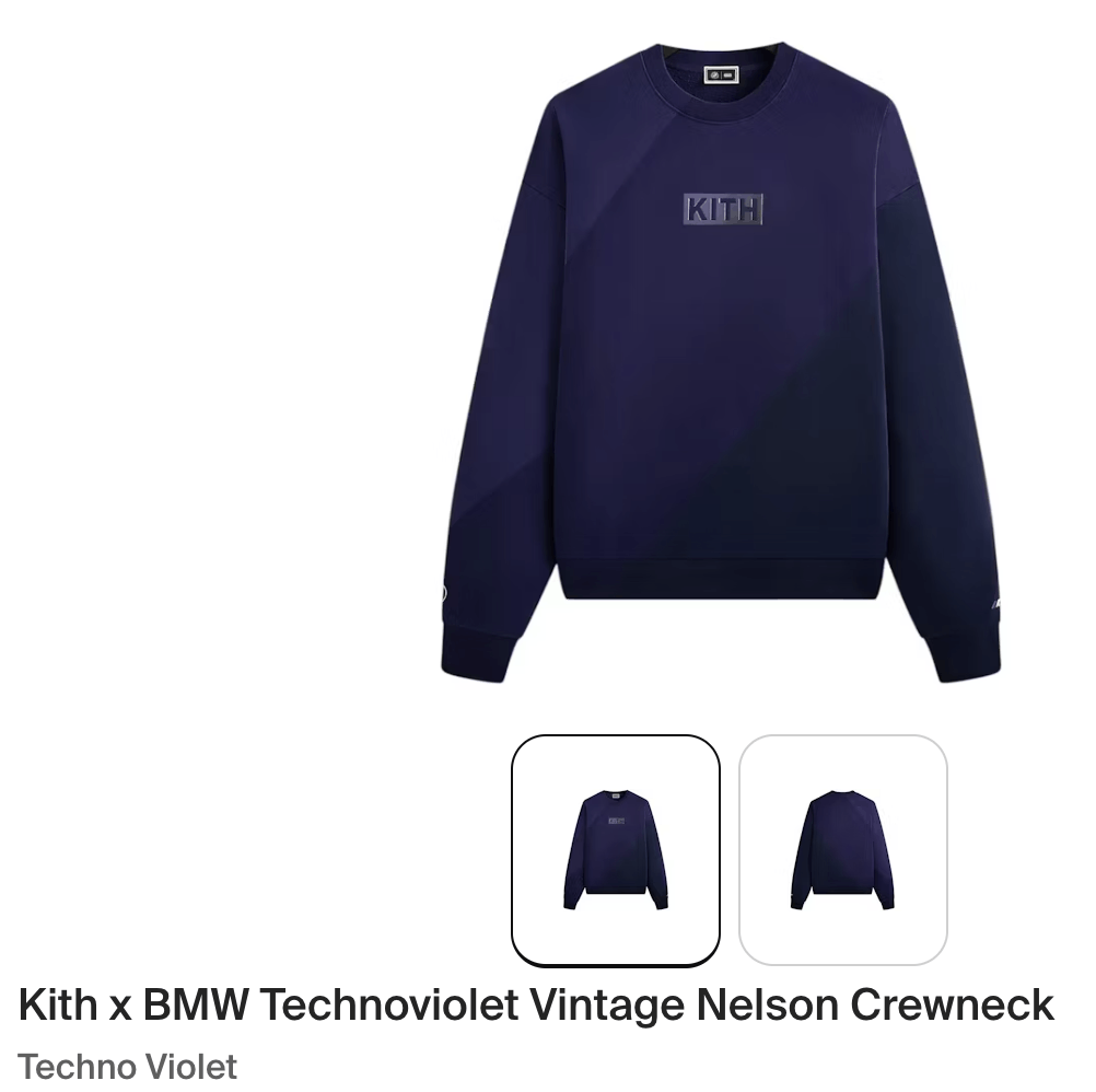 ☆ KITH x BMW Technoviolet crewneck コラボスウェット ☆ Kith for BMW Technoviolet Vintage Nelson Crewneck - Techno