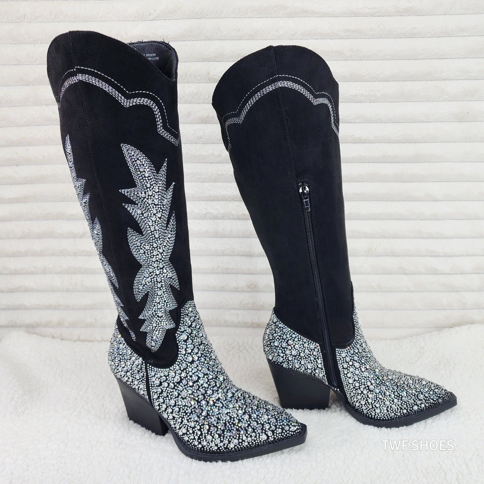 Other Murrey Black FX Suede With Rhinestones Glamour Western Cowgi Size US 9 / IT 39 - 4 Thumbnail