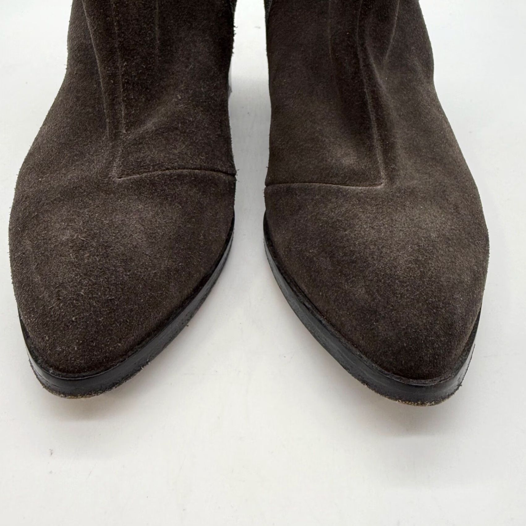 Vintage Alberto Fermani Womens Suede Ankle Boots Sz 39 9 Brown/Gray Zipper Bootie Leather Sole Boots Size US 9 / IT 39 - 3 Thumbnail