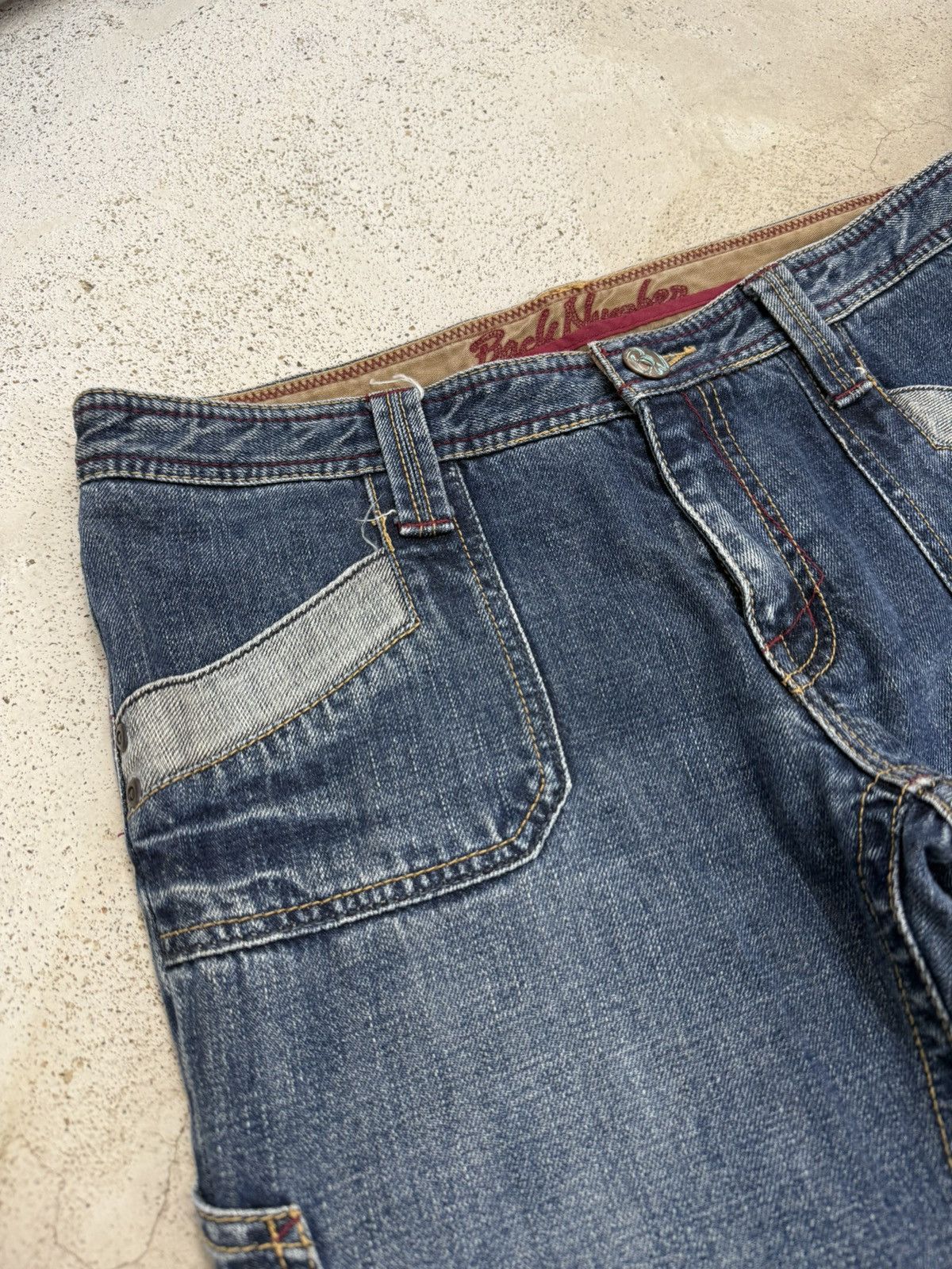 Japanese Brand Back Number Flare Carpenter Whisker Denim Pants Size US 31 - 8 Thumbnail