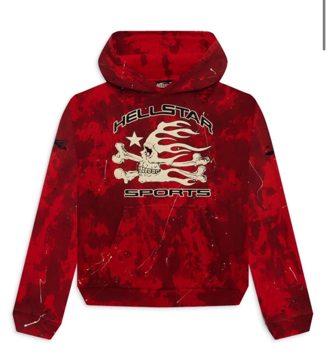 image of Hellstar Red Tye-Dye Skull Hoodie, Men's (Size Large)