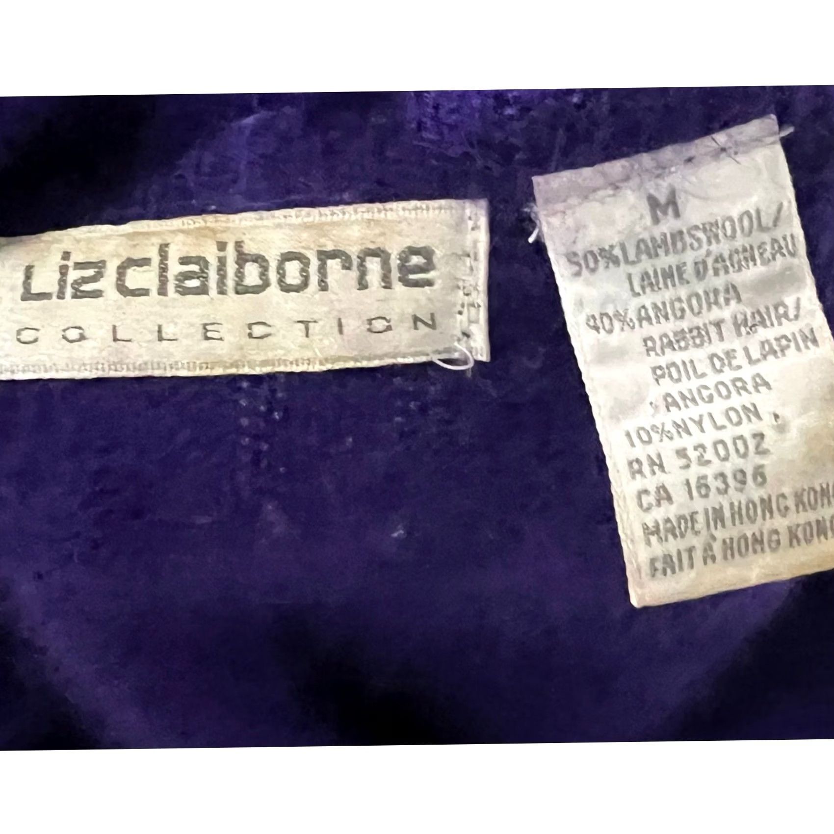 Liz Claiborne VINTAGE Liz Claiborne Sweater Womens M Purple Cable-Knit Angora Wool Collared 90s Classic Size M / US 6-8 / IT 42-44 - 8 Thumbnail