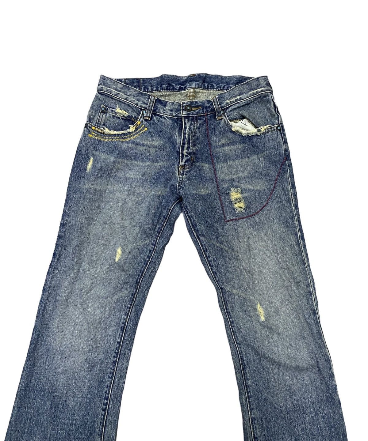If Six Was Nine × Japanese Brand × Junya Watanabe JAPAN BRAND FAMOCK THRASHED DENIM GRUNGE STYLE Size US 32 / EU 48 - 5 Thumbnail