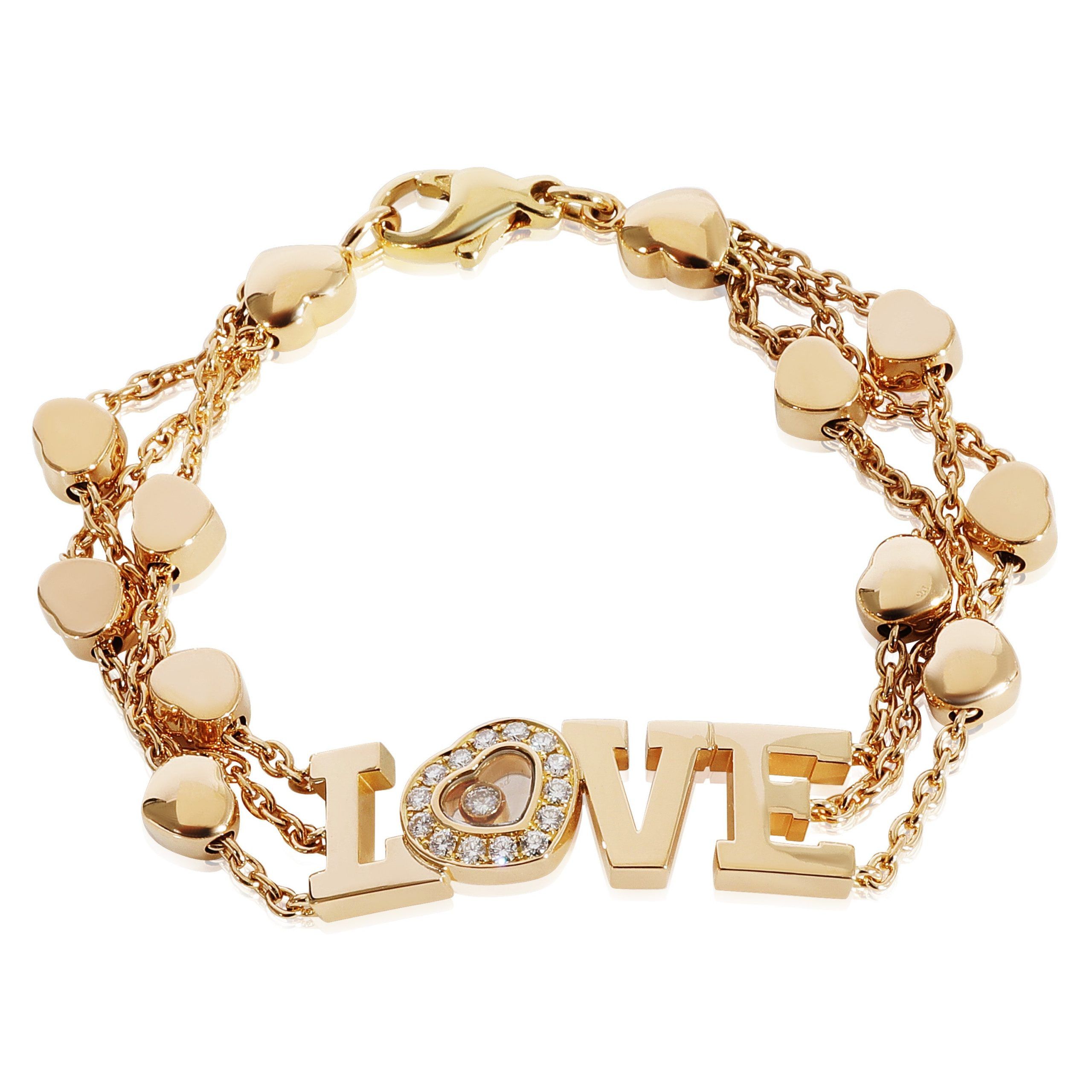 image of Chopard Happy Diamond Love Bracelet In 18K Yellow Gold 0.28 Ctw, Women's