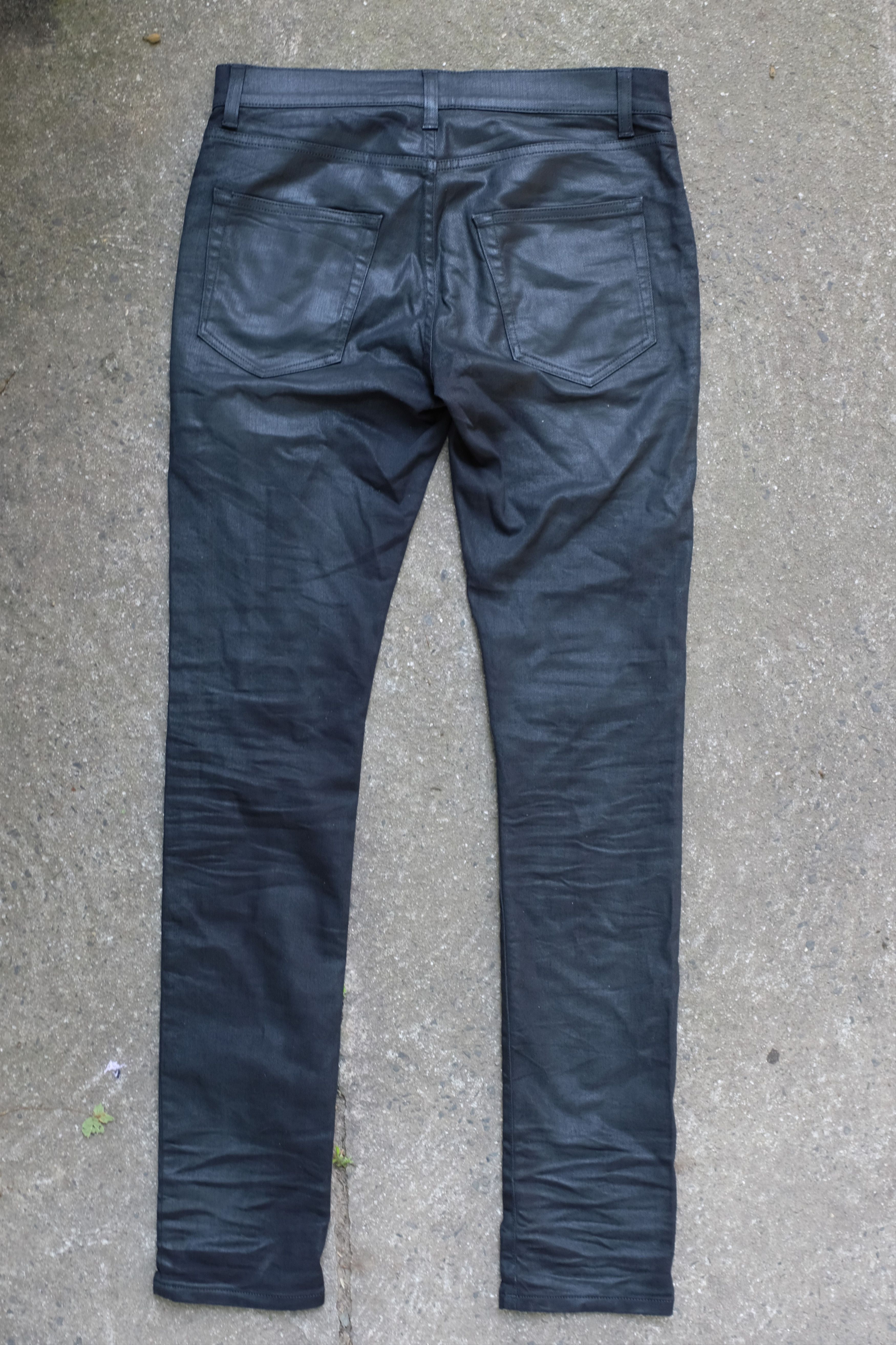 Saint Laurent Paris Saint Laurent D02 Wax Coated Black Denim Jeans Size US 29 - 2 Thumbnail