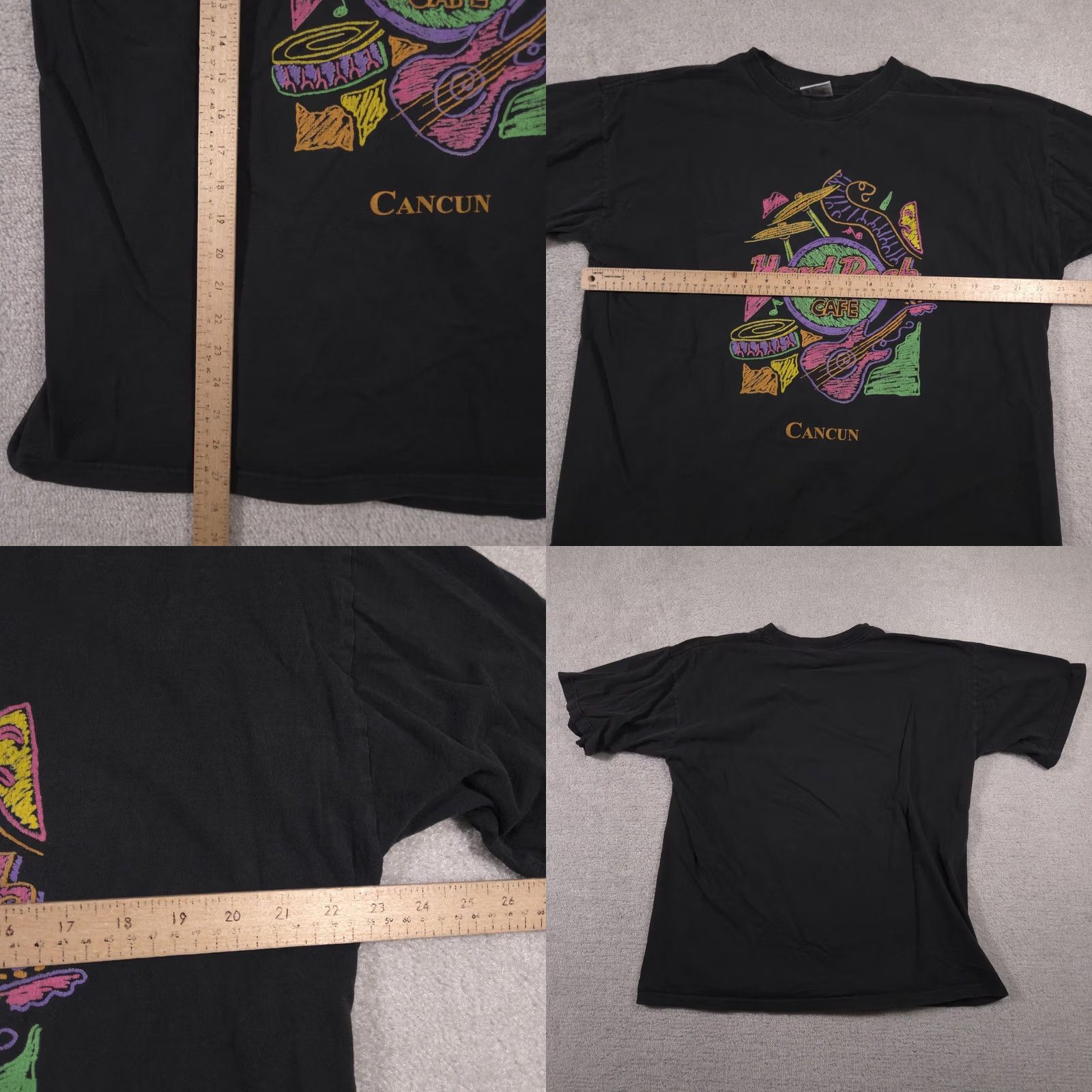 Hard Rock Cafe VINTAGE Hard Rock Cafe Shirt Mens XL Black Cancun Neon Graphic 90s Tee Size US XL / EU 56 / 4 - 8 Thumbnail