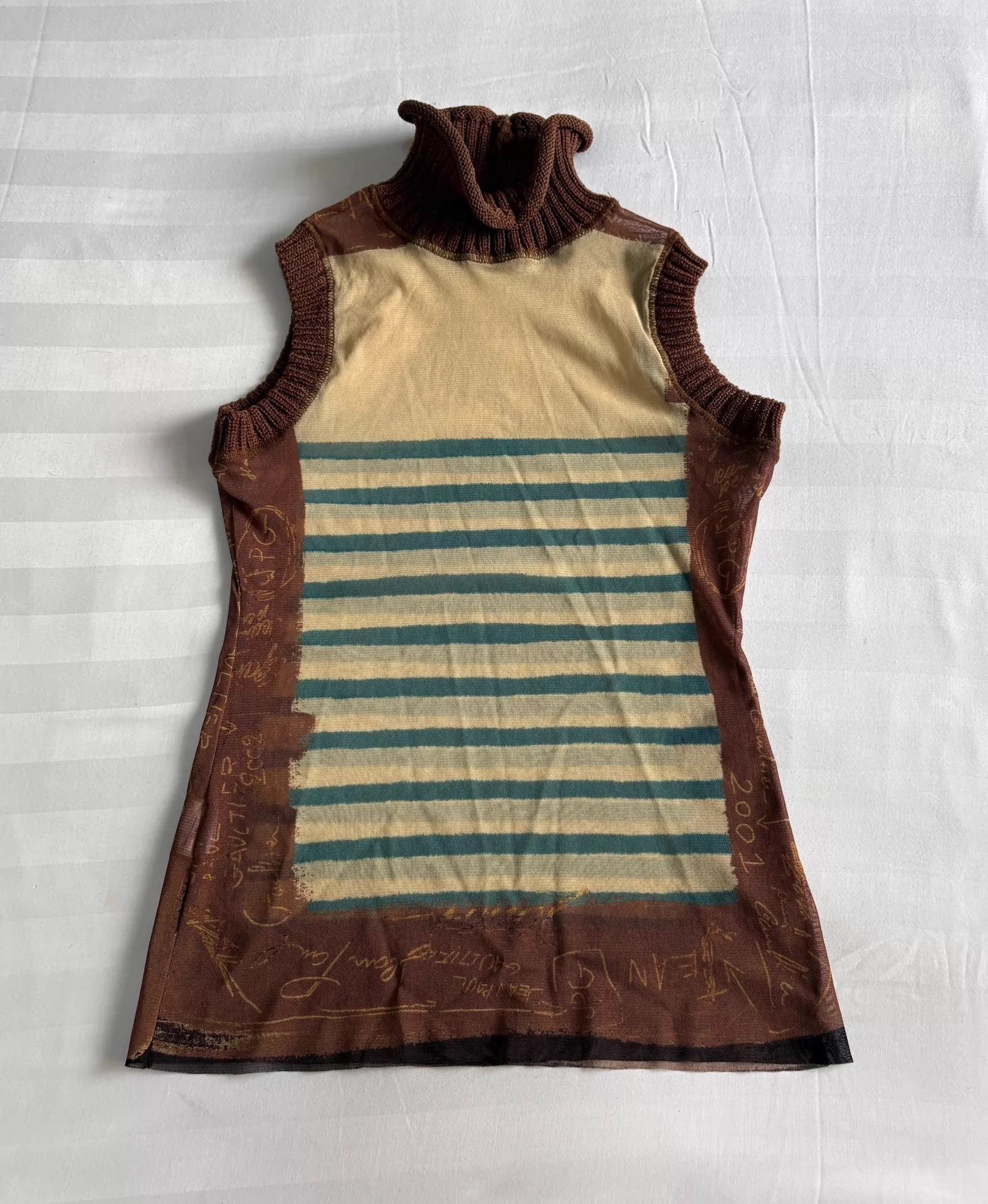 Jean Paul Gaultier JPG vintage knit mesh panel vest 2001 graffiti Size S / US 4 / IT 40 - 4 Thumbnail