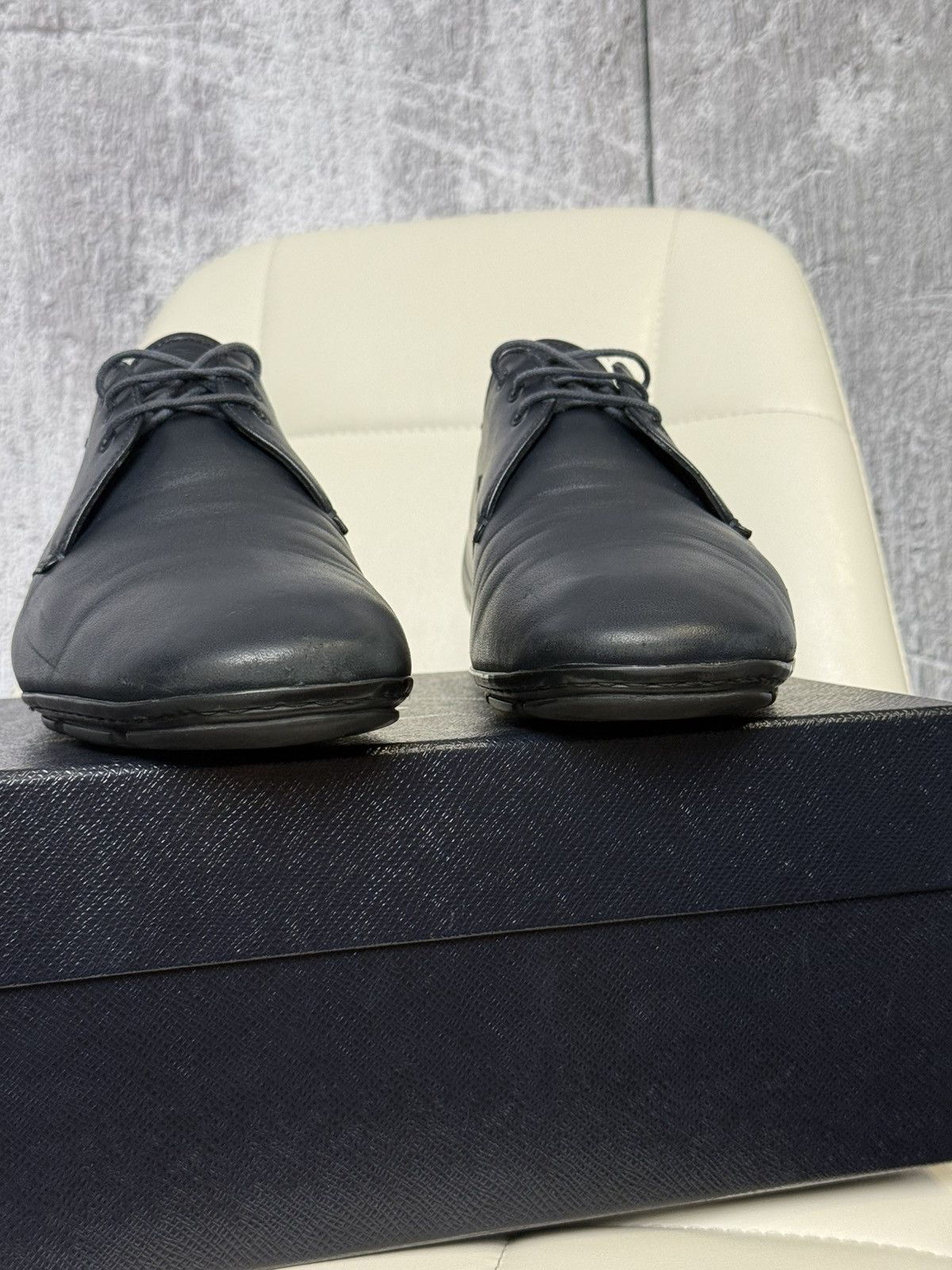 Prada PRADA Navy Leather Lace Up Men’s Shoes With Logo (2ED 034) Size US 11 / EU 44 - 17 Thumbnail