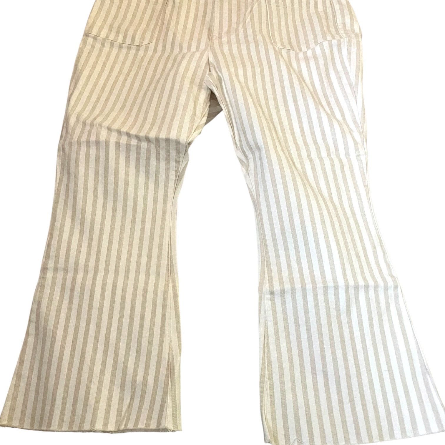 Frame FRAME Striped Le Bardot Crop Flare Raw Edge Denim Pant-sz 33 Size 33" - 10 Thumbnail