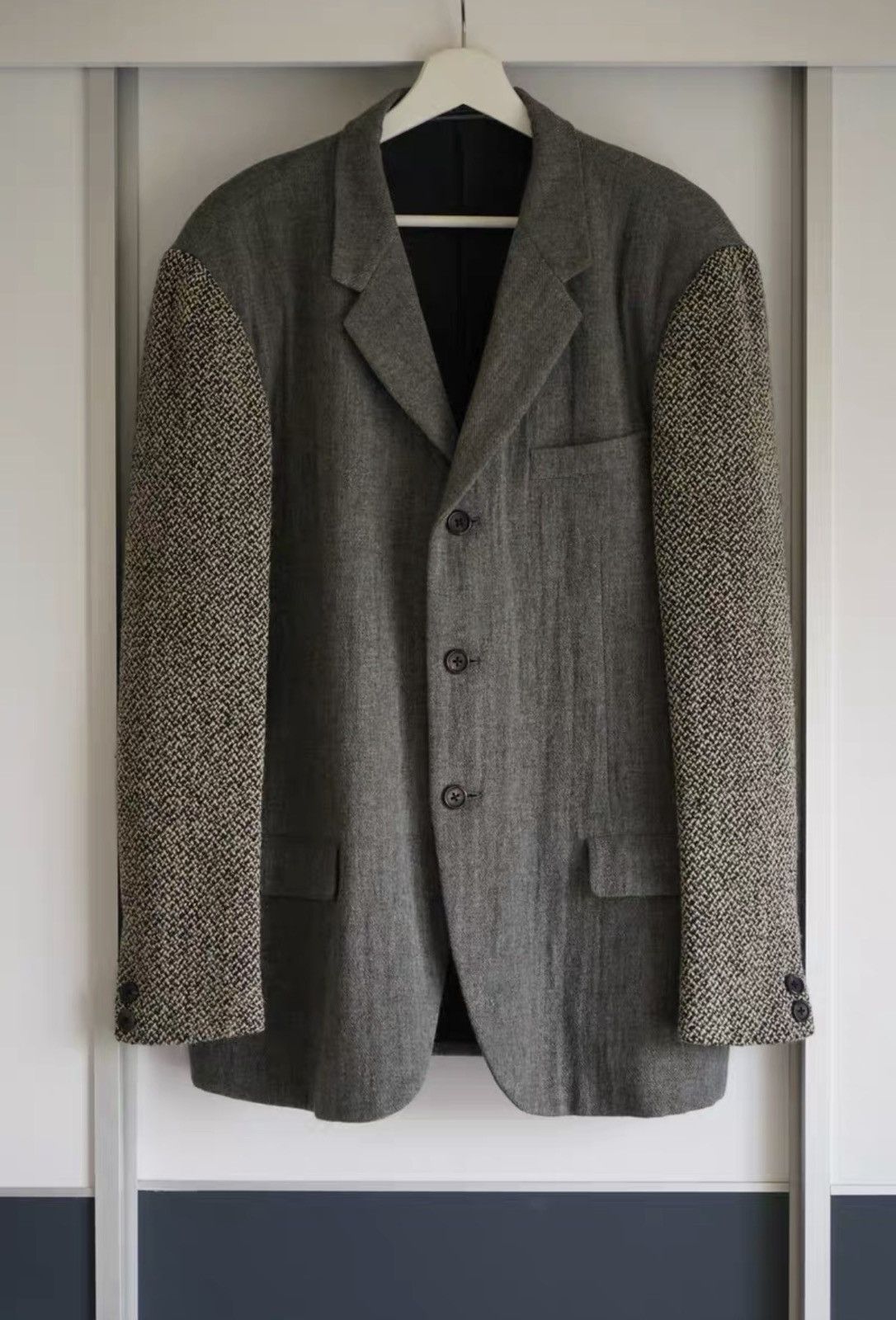 Yohji Yamamoto Yohji Yamamoto 93aw Tweed Panel Blazer K4 Size US S / EU 44-46 / 1 - 1 Thumbnail