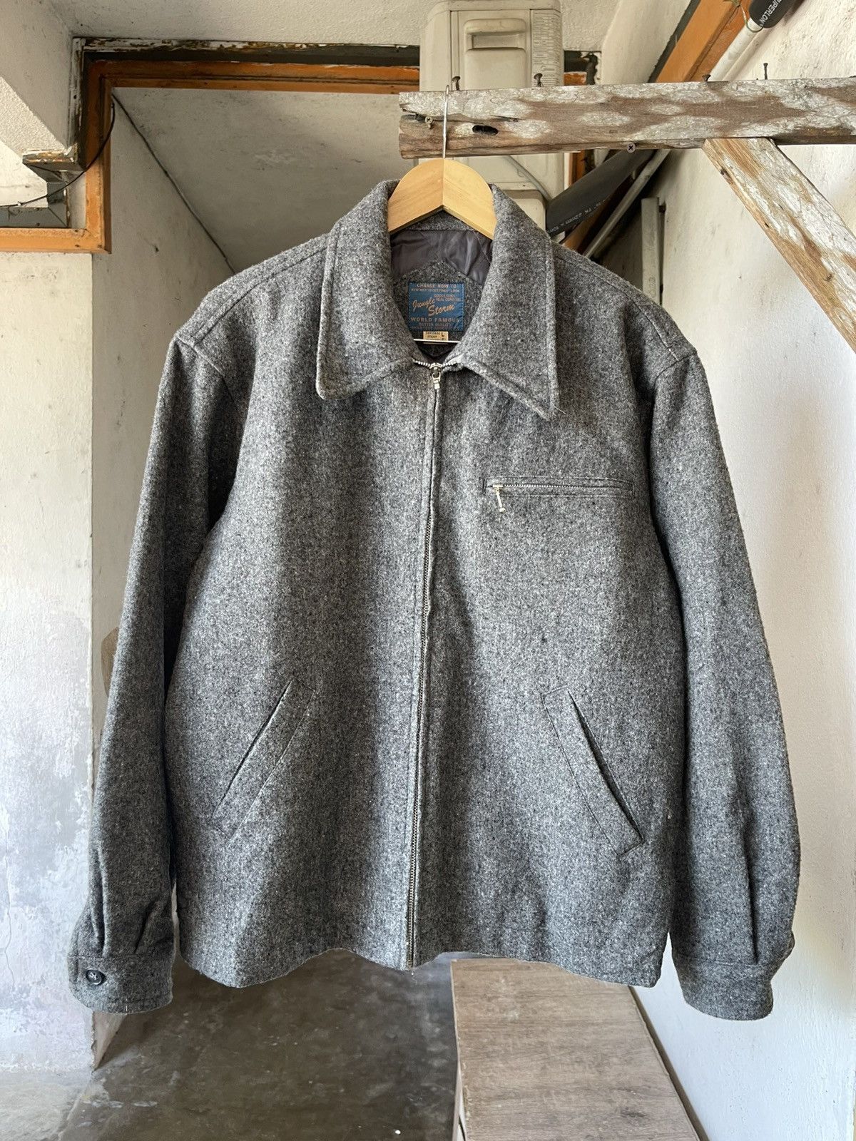 Japanese Brand Vintage Jungle Storm Wool Zip Up Jacket Size US L / EU 52-54 / 3 - 1 Thumbnail