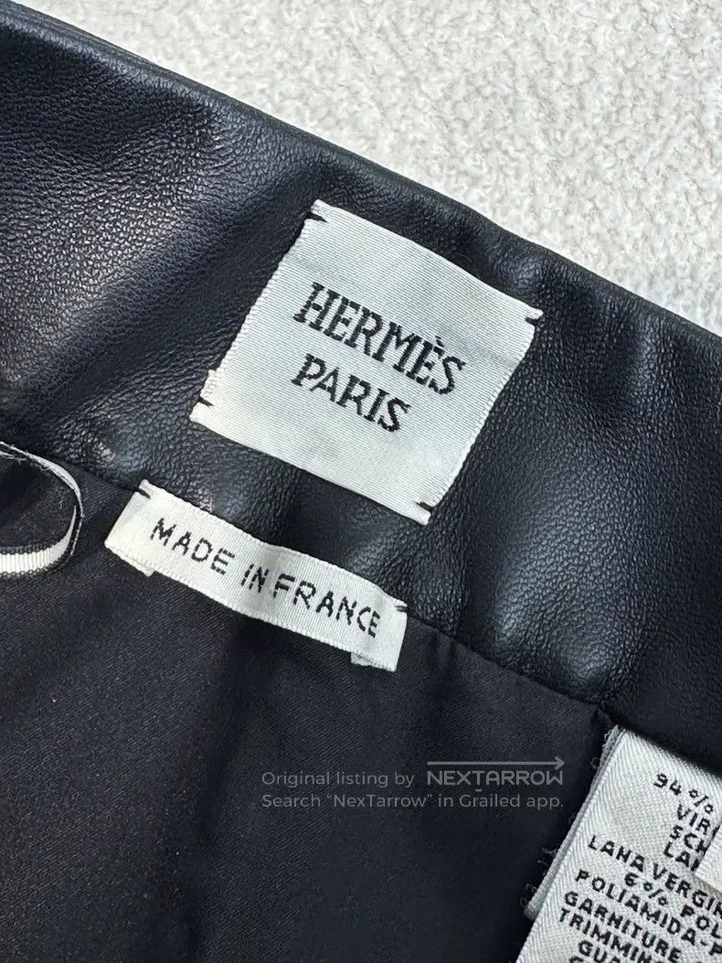 Hermes Hermes Orange Gray Plaid Soft Wool and Leather Edge Skirt Size 24" / US 00 / IT 34 - 4 Thumbnail