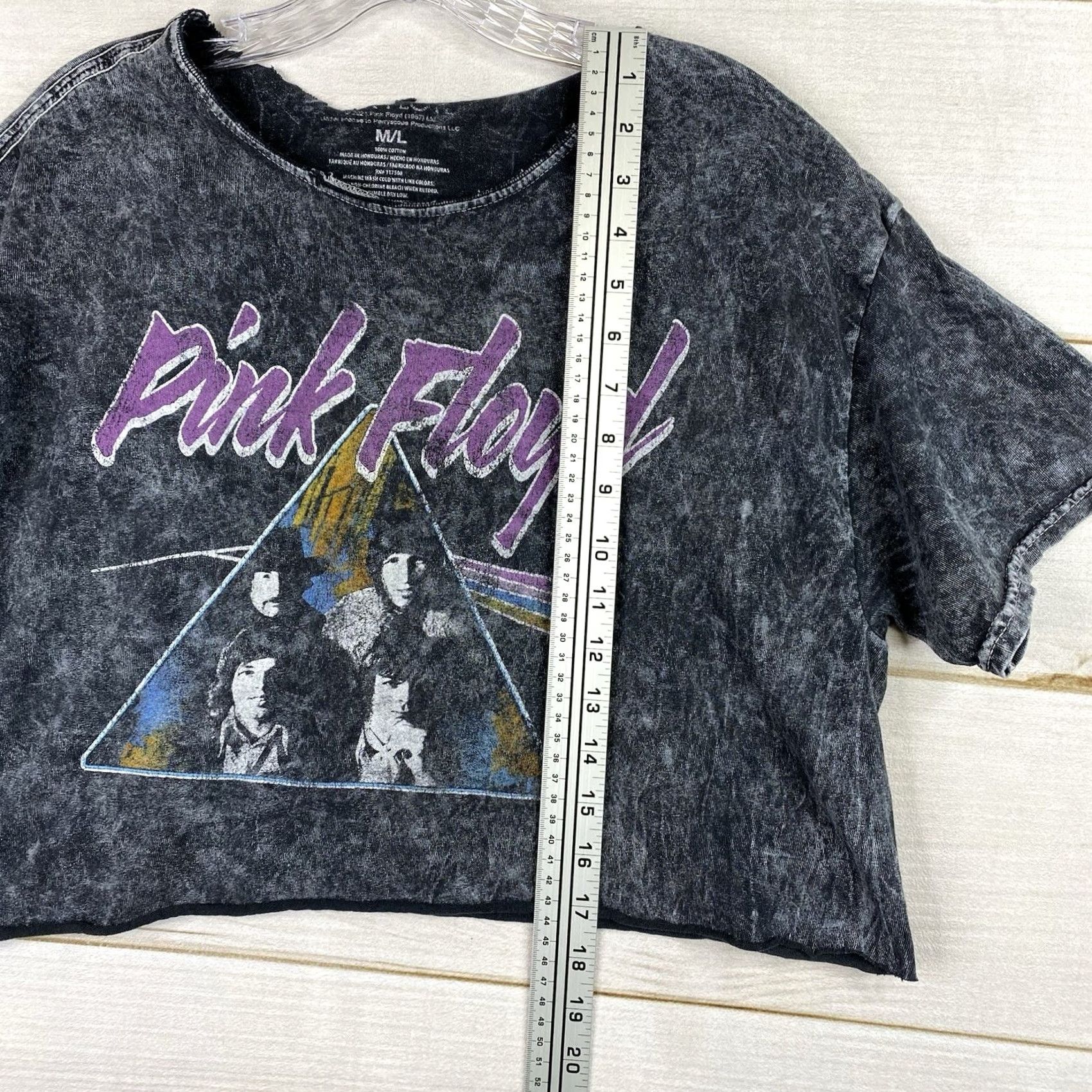 Vintage Pink Floyd Crop Top Womens M/L Short Sleeve Gray Prism Distressed Cropped T-Shirt Size L / US 10 / IT 46 - 4 Thumbnail