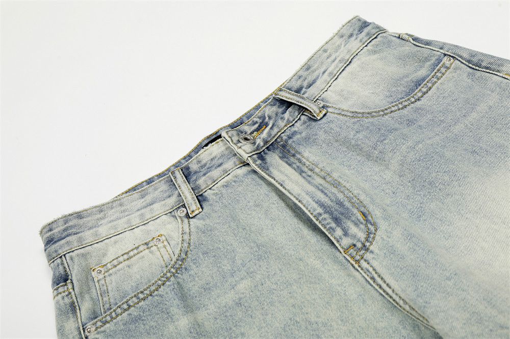 Jean Retro casual loose straight punk washed distressed jeans Size US 32 / EU 48 - 3 Thumbnail