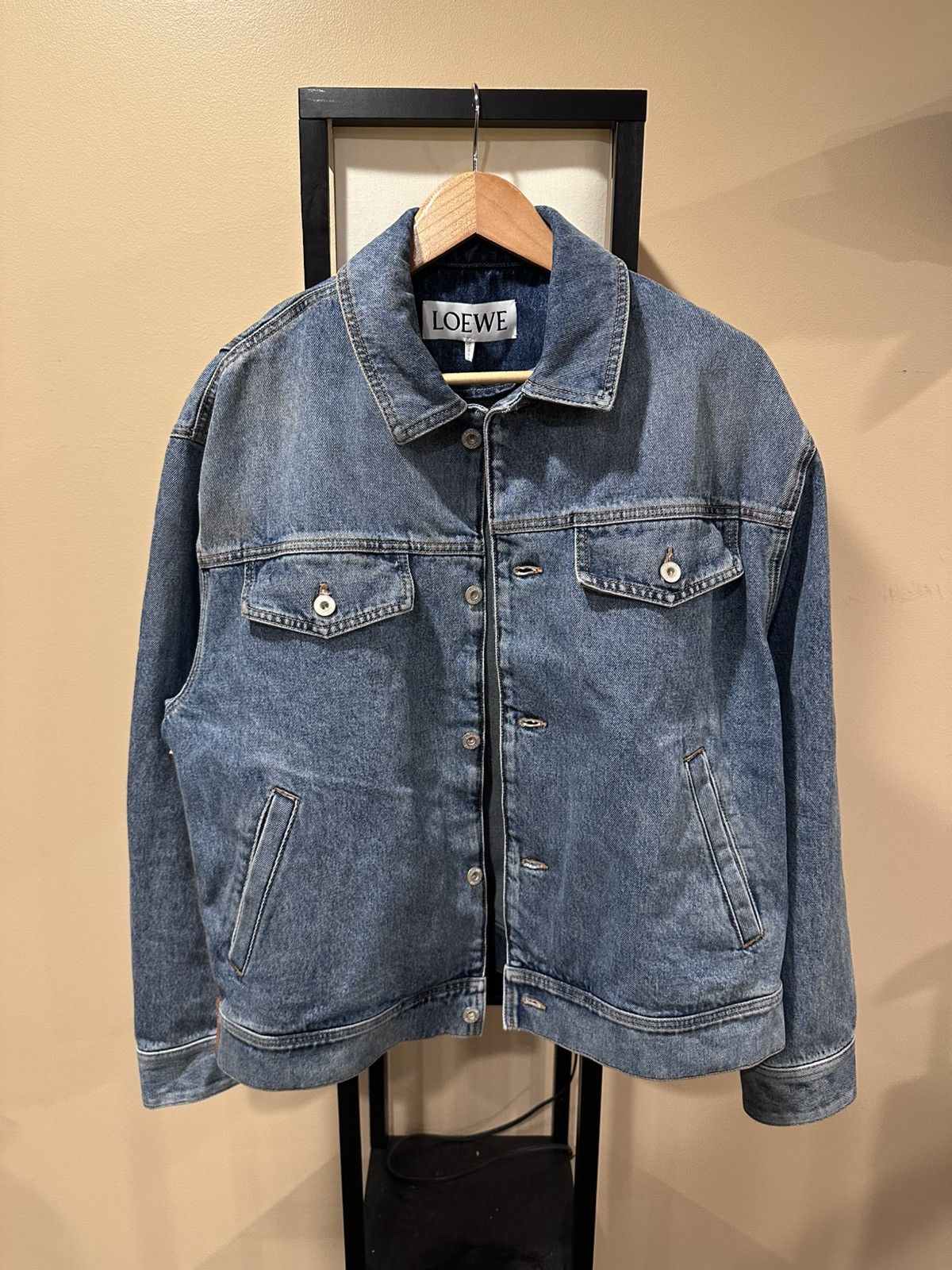 Loewe Loewe Leather Panelled Patch Logo Blue Denim Jacket Size US L / EU 52-54 / 3 - 3 Thumbnail