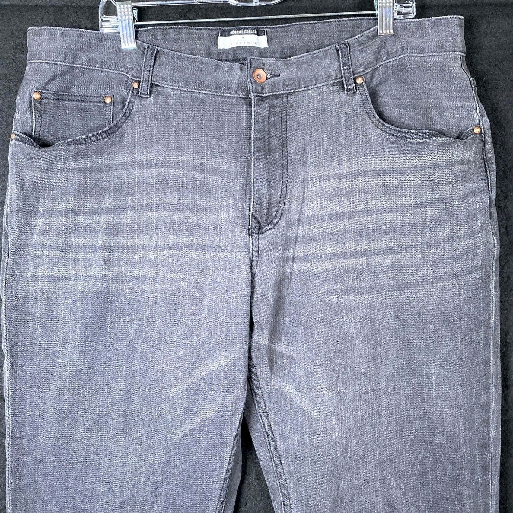 Robert Geller Robert Geller Five Four Mens Jeans Black Denim Relaxed Bootcut 38 Dark Wash Stretch 32 Inseam Mens Jeans Size US 38 / EU 54 - 2 Thumbnail