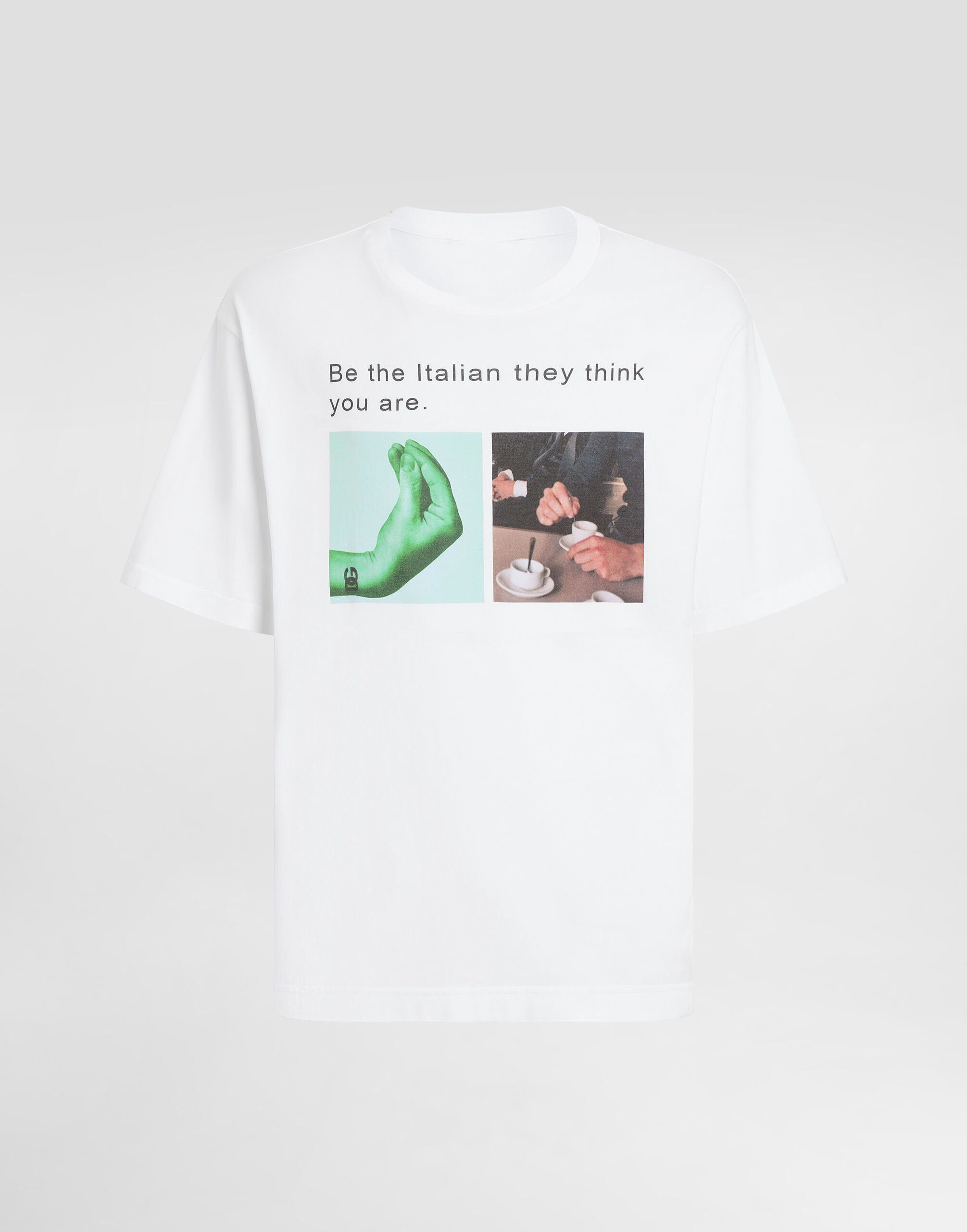 Other Hand & Coffee Print Cotton T-Shirt – Minimalist Graphic Tee Size US M / EU 48-50 / 2 - 2 Thumbnail