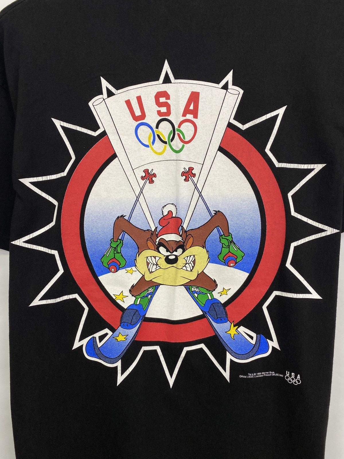Hanes 🇺🇸 Vintage 1995 Taz Warner Bros Olympic USA Retro T-Shirt Y2K Size US L / EU 52-54 / 3 - 4 Thumbnail