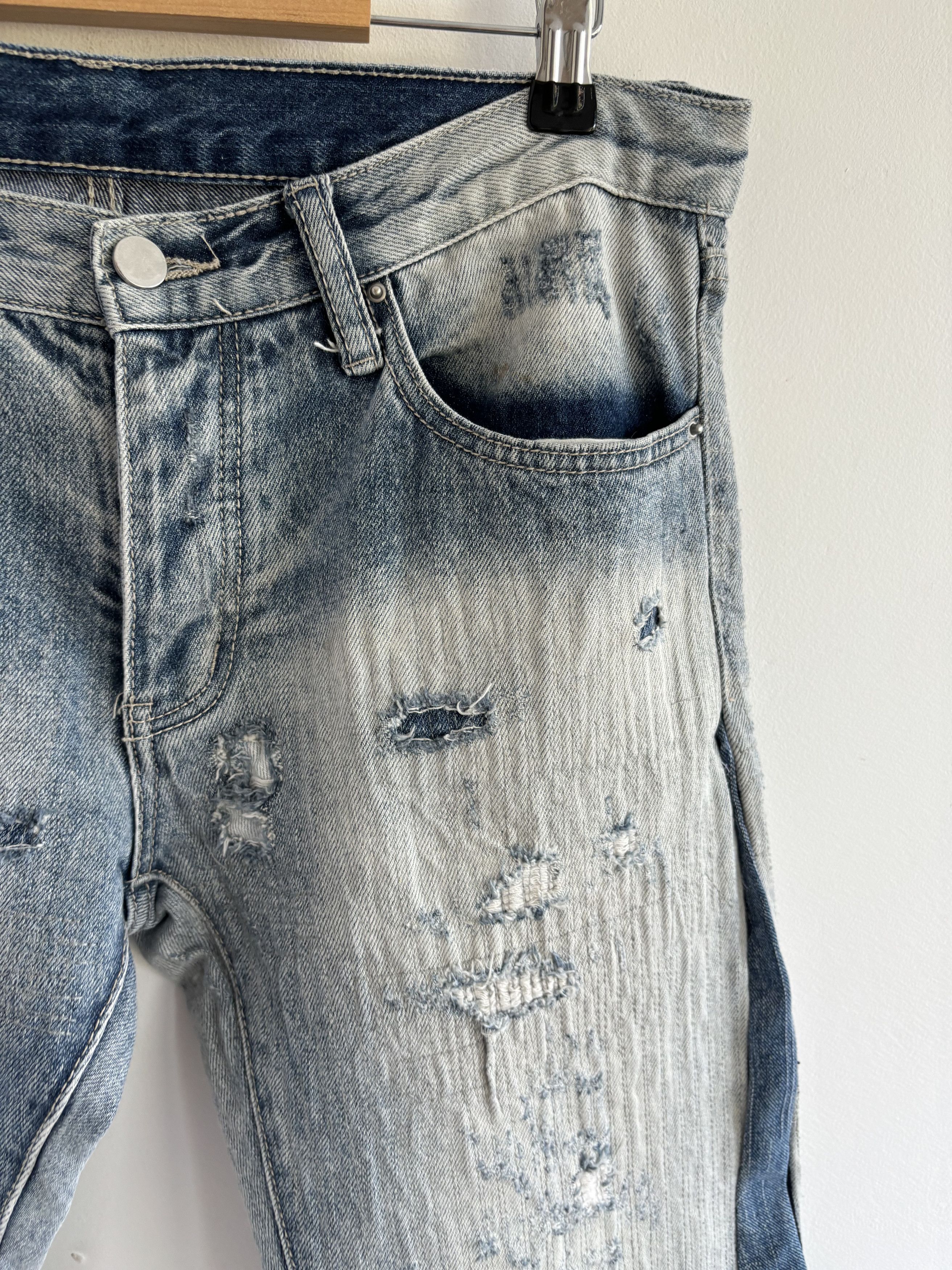 Other Custom Made Flared Distressed Boro Washed Jeans Size US 31 - 5 Thumbnail