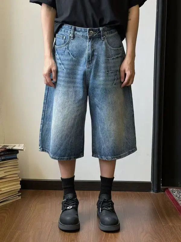 Japanese Brand VIBE Street washed distressed lightning denim shorts y2k Size US 32 / EU 48 - 5 Thumbnail