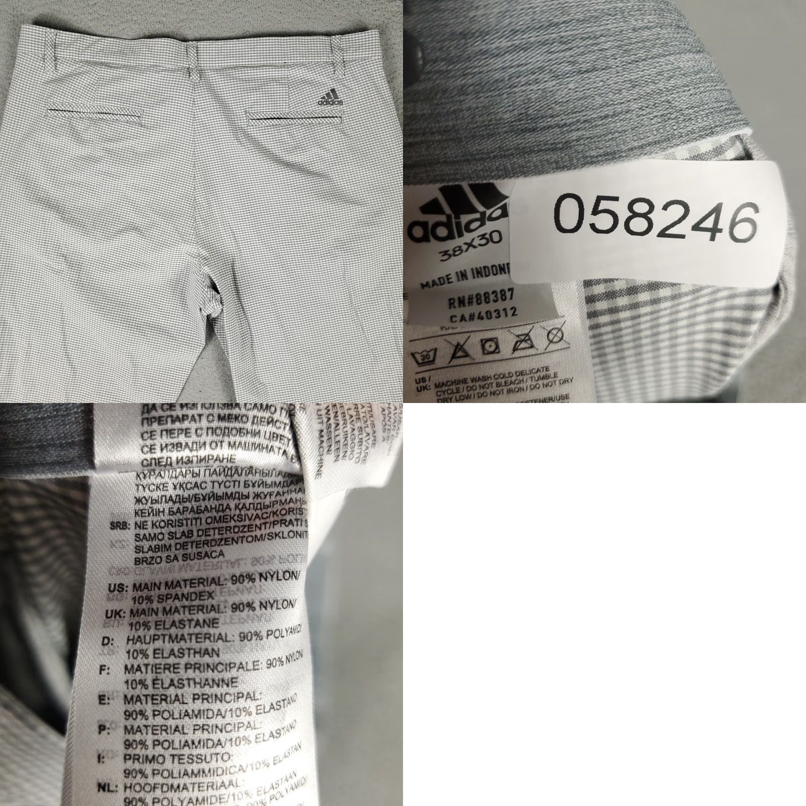 Adidas Adidas Chino Pants Mens 38x28 Gray Check Nylon Stretch Pleated Golf Trousers Size US 38 / EU 54 - 8 Thumbnail