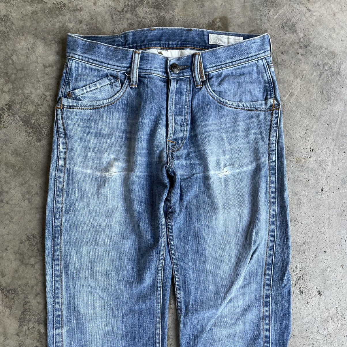 Bluer Denim 🔥🇯🇵Blue Denim Garments Union Made Ripped Distress Denim Jeans Size US 31 - 2 Thumbnail