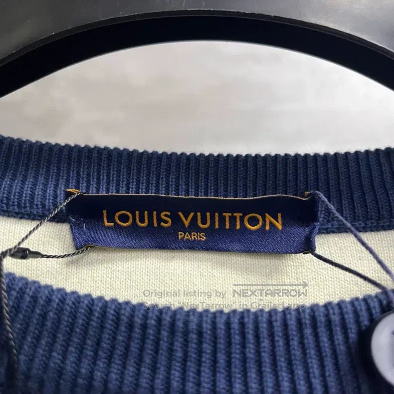 Louis Vuitton Louis Vuitton Blue Logo Jacquard Accent Crew Neck Long Sle Size US L / EU 52-54 / 3 - 2 Thumbnail