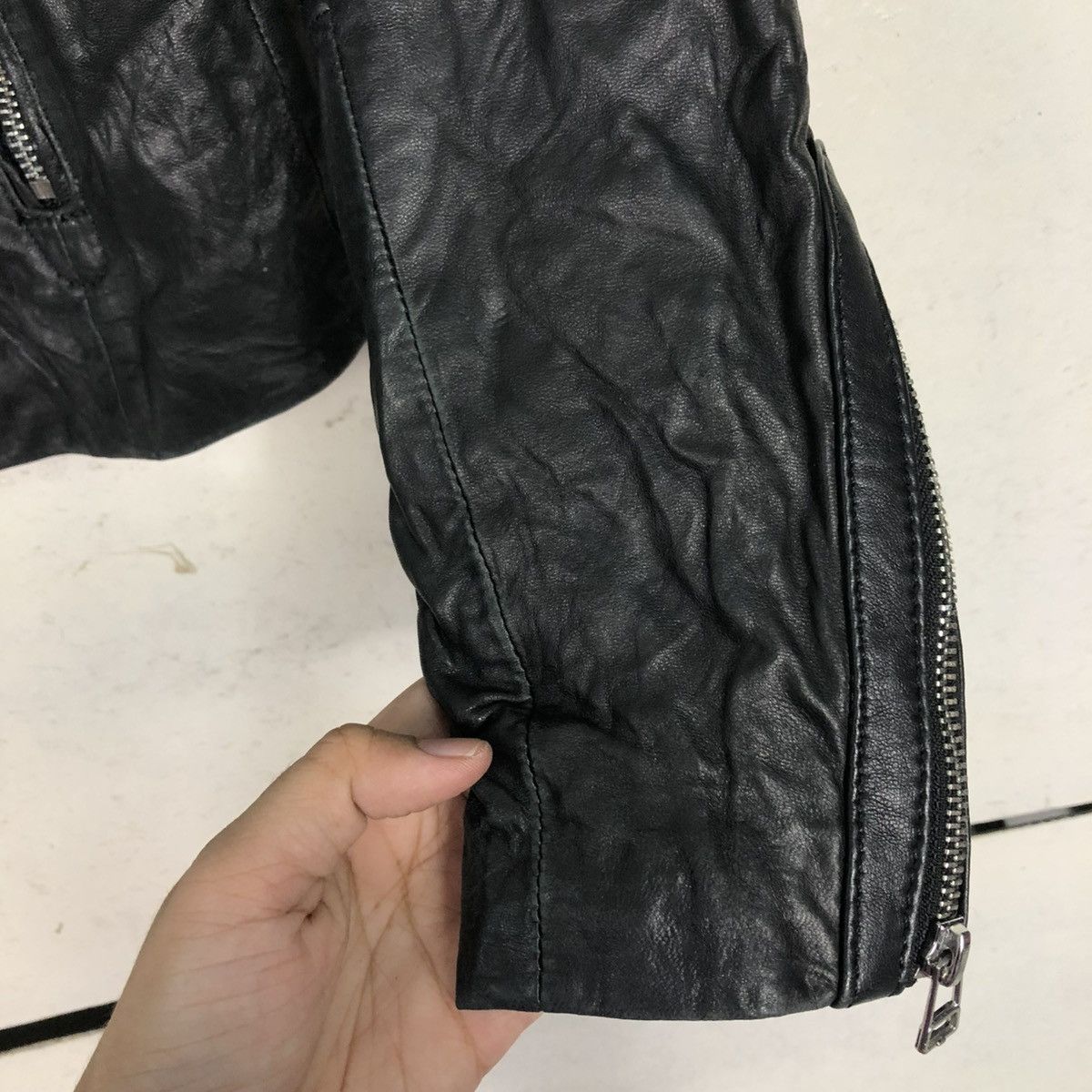 Japanese Brand 🔥VINTAGE BIKER LEATHER JACKET DOUBLE COLLAR STRADIVARIUS Size US S / EU 44-46 / 1 - 17 Thumbnail