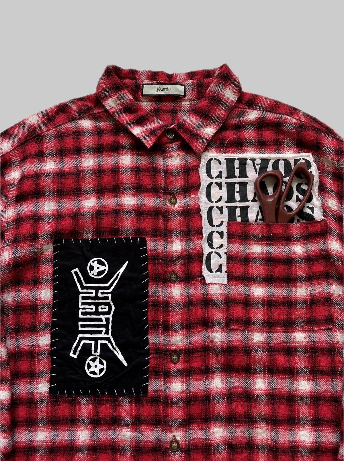 Designer × Japanese Brand Rare Jouetie- Mark Styler “Chaos-Hate-Jesus” Tartan Flannel Size US M / EU 48-50 / 2 - 2 Thumbnail