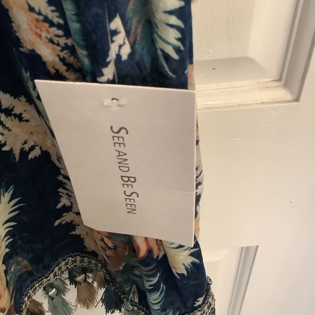 Anthropologie Women's See and Be Seen Floral Kimono M/L Blue Green Size L / US 10 / IT 46 - 7 Thumbnail