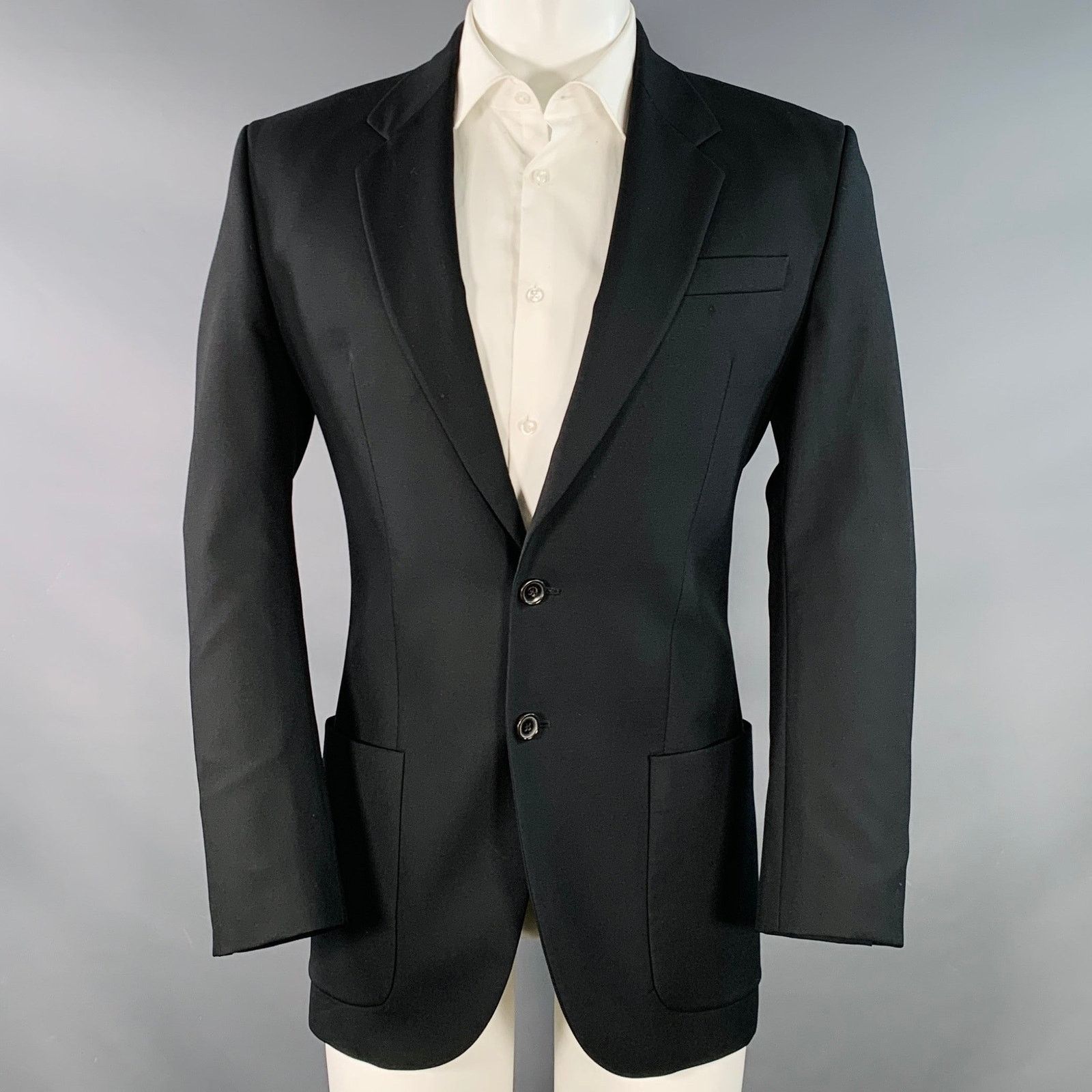 John Galliano Size 40 Black Rhinestone Skull Virgin Wool Sport Coat Size 40R - 1 Thumbnail