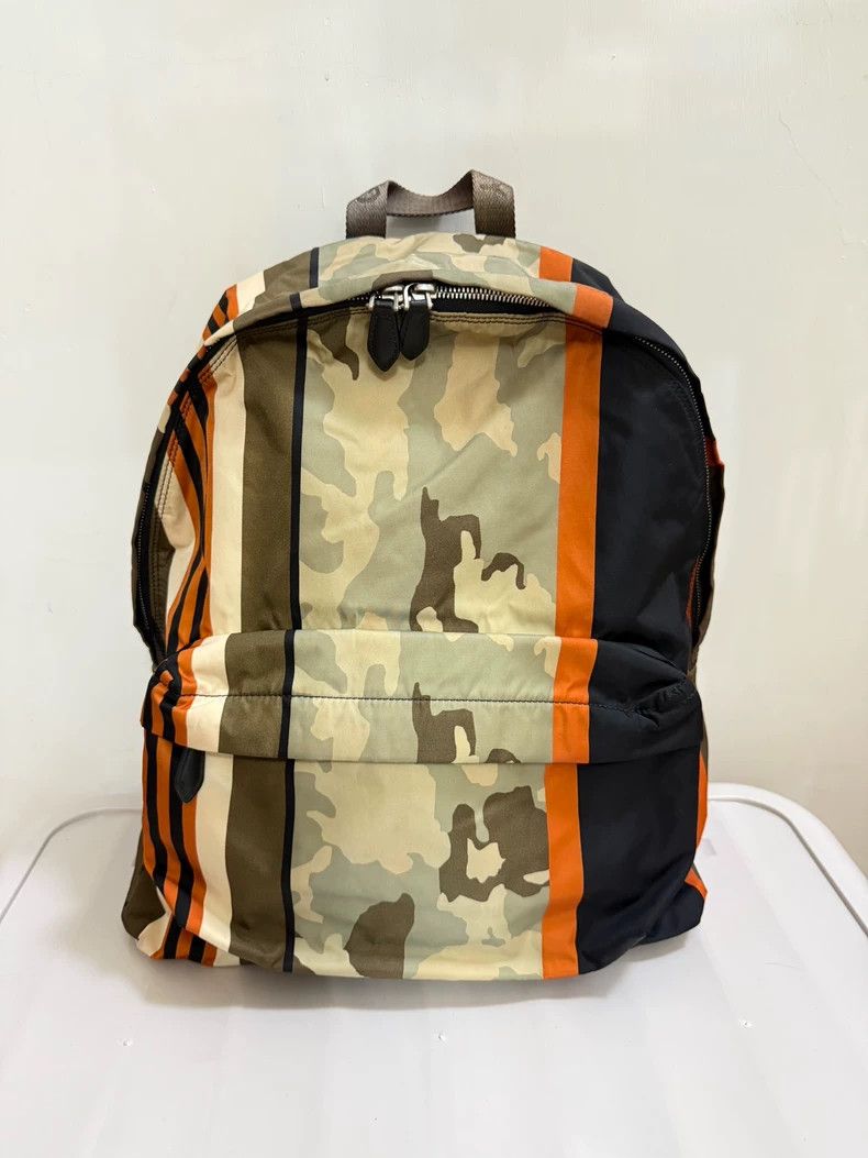 Givenchy Camouflage Backpack with Orange Stripes Military