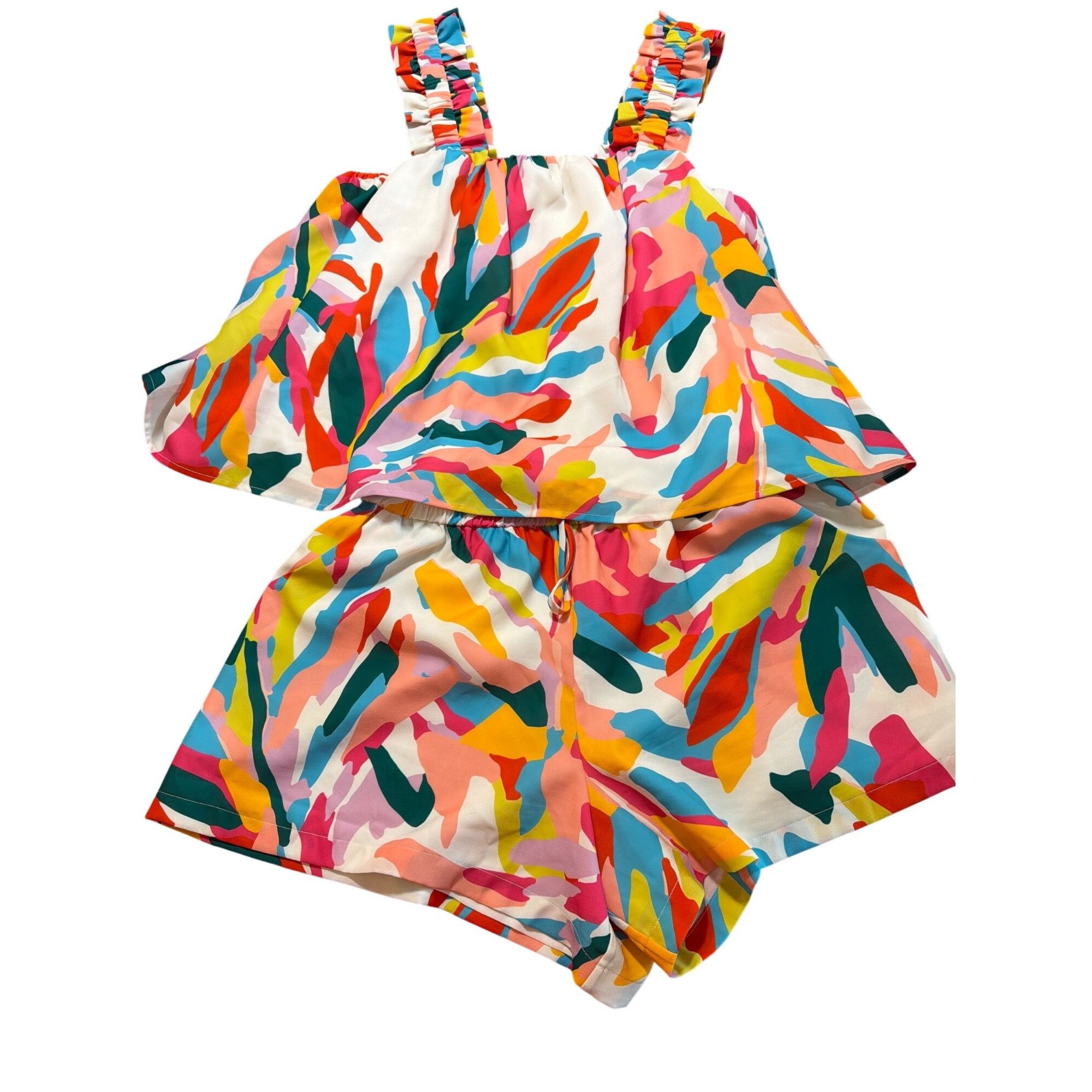 Other Crosby Mollie Burch Two Piece Shorts Set Ruffle Strap Elasti Size 34" / US 12 / IT 48 - 1 Thumbnail