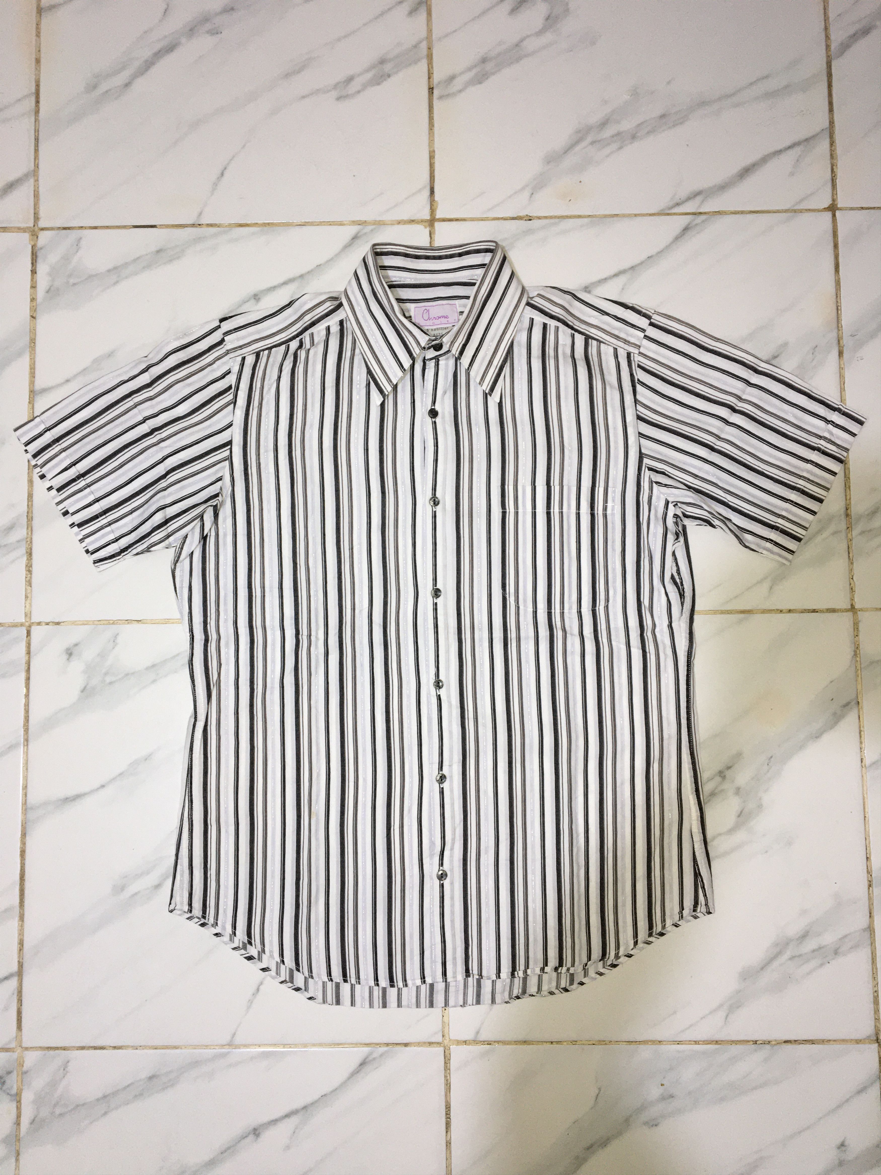 Japanese Brand Chrome Violet Striped Button Ups Size US M / EU 48-50 / 2 - 1 Thumbnail