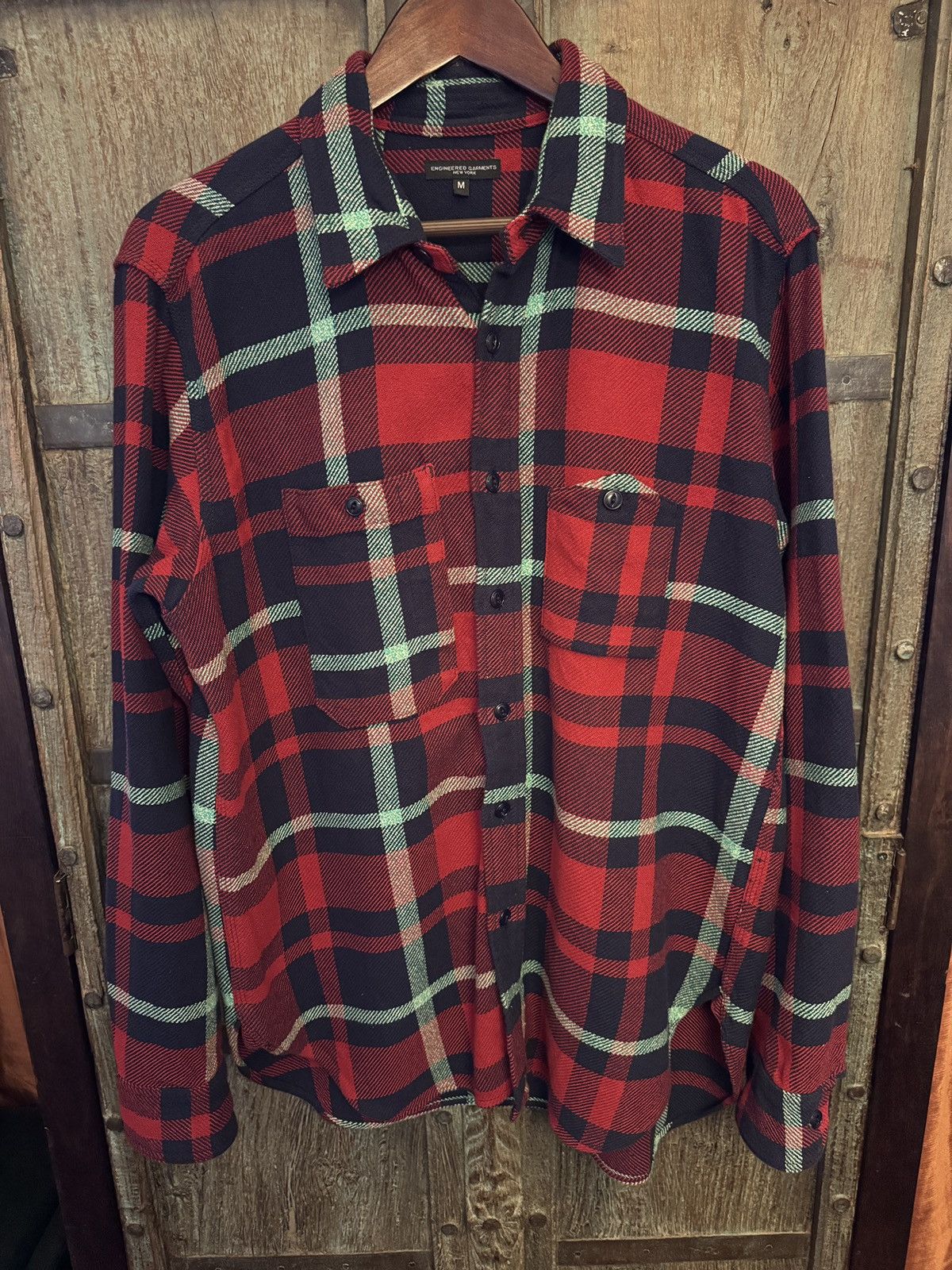 Engineered Garments Work Shirt in Red/Navy/Teal Heavy Twill Plaid Size US M / EU 48-50 / 2 - 1 Thumbnail