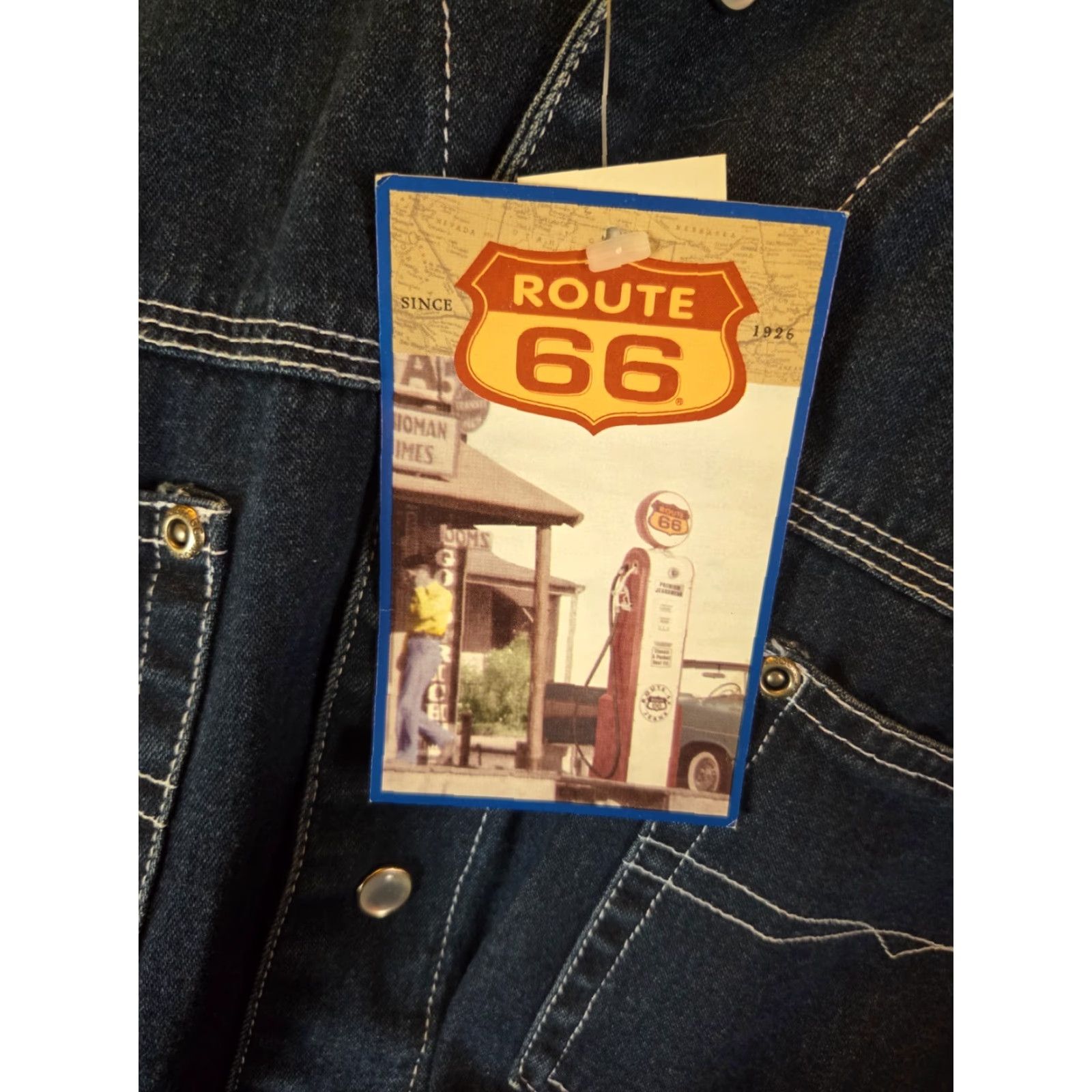Route 66 Route 66 Mens Shirt Denim Size M Western Workwear Pearl Snap Pockets NWT Blue Cotton Button-Up Regular Fit Collared Cowboy Western Theme Mens Size US M / EU 48-50 / 2 - 8 Thumbnail