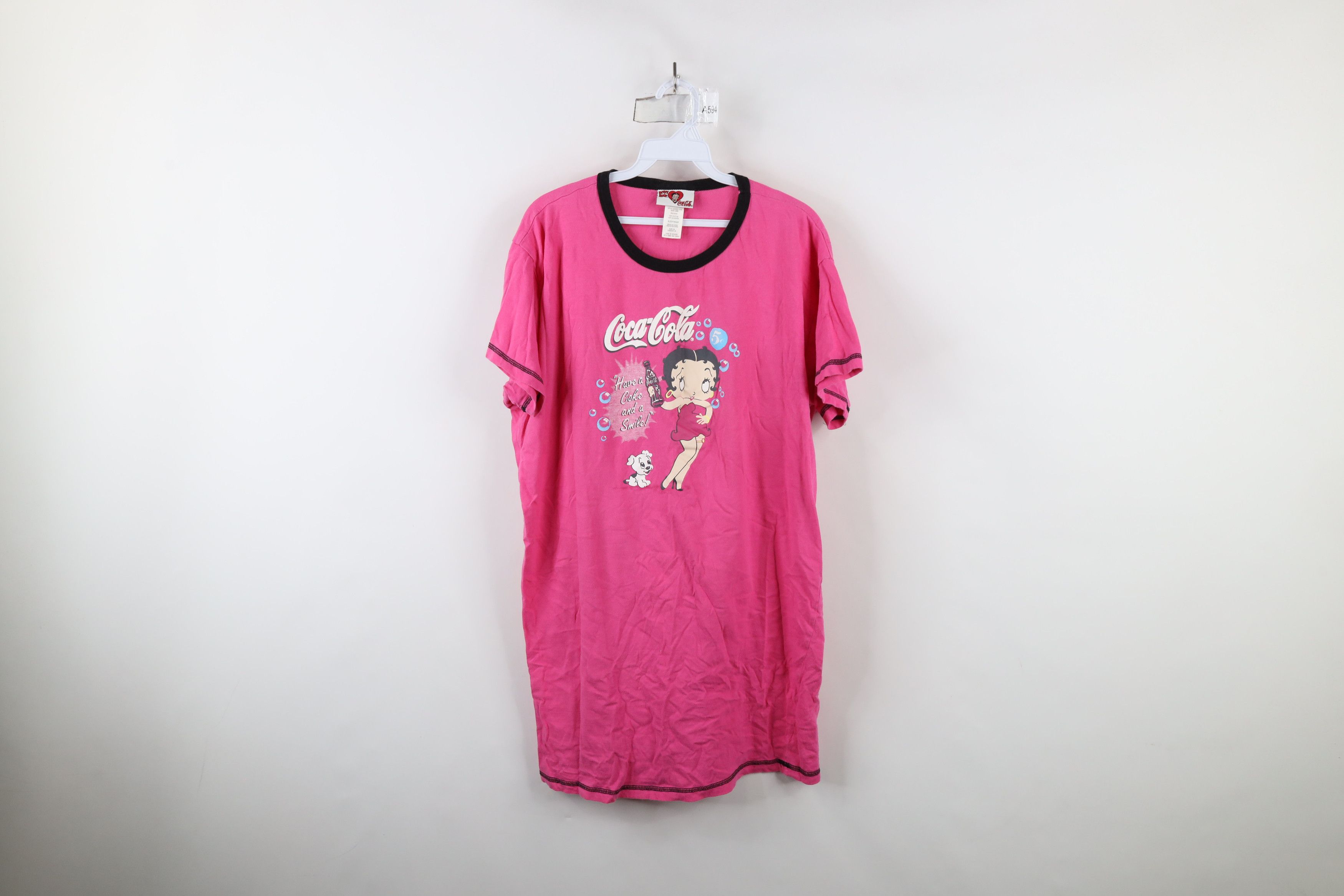 Vintage Vintage Y2K Betty Boop x Coca Cola Night Gown Sleep T-Shirt Size XXL / US 16-18 / IT 52-54 - 1 Thumbnail