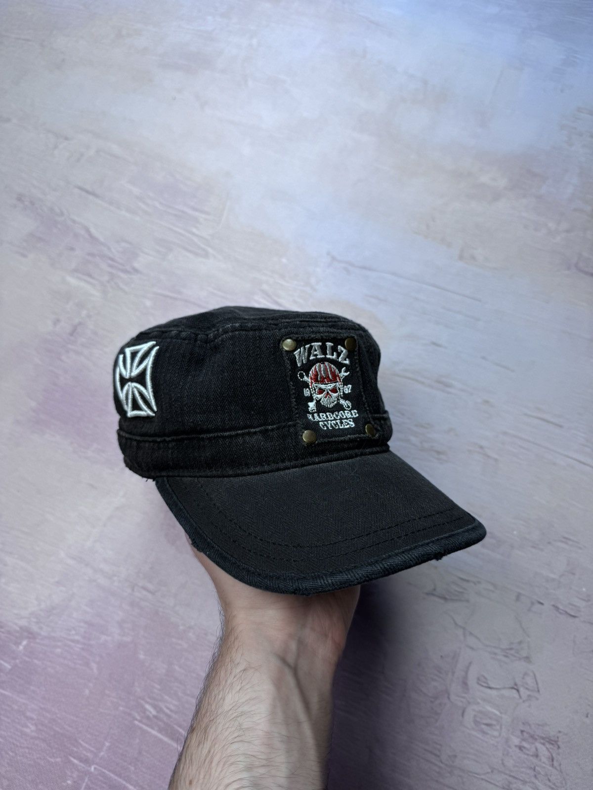 Harley Davidson × Vintage Wallz hardcore cycles bike west coast choppers style cap hat Size ONE SIZE - 2 Thumbnail
