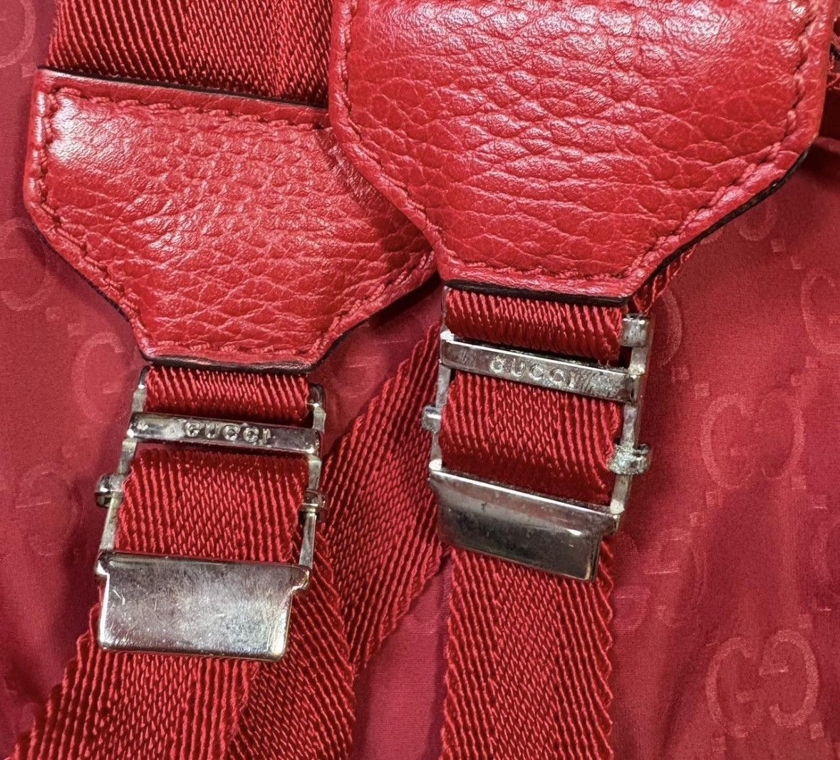 Gucci GUCCI GG Red Nylon Leather Backpack used made in italy Size ONE SIZE - 6 Thumbnail
