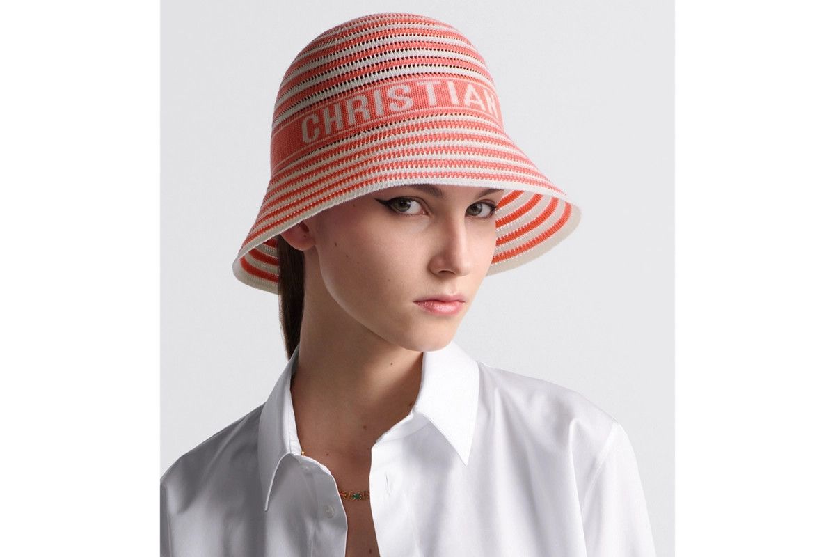 Dior o1bcso1str0226 Size:OS/Small Brim Cloche in Pink/White Size ONE SIZE - 6 Thumbnail