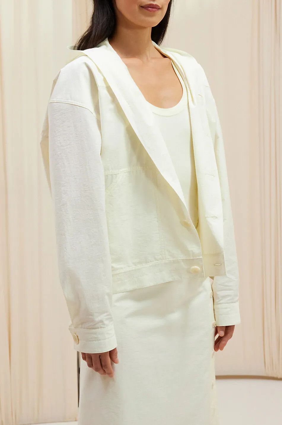 Lemaire o1s22i1n1024 Short Hooded Blouson Jacket in Neutro Size XS / US 0-2 / IT 36-38 - 3 Thumbnail
