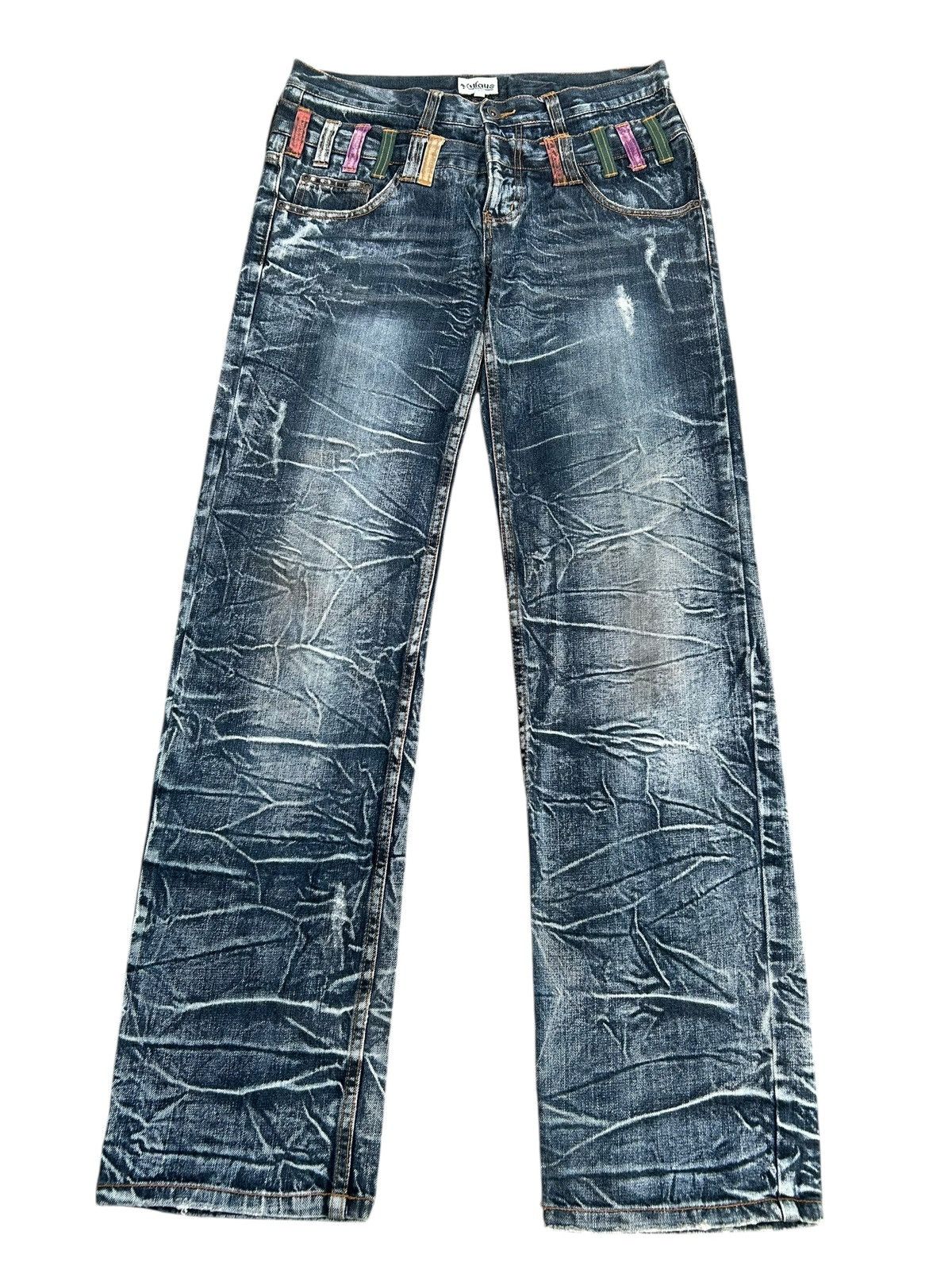 Kapital Nylaus Double Waist Japanese Punk Distressed Denim Jeans Size US 34 / EU 50 - 2 Thumbnail
