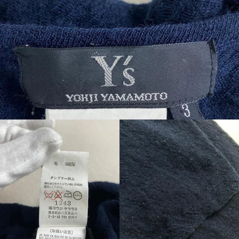Y's Y's Navy wool irregular lace neckline shirt Size US L / EU 52-54 / 3 - 5 Thumbnail