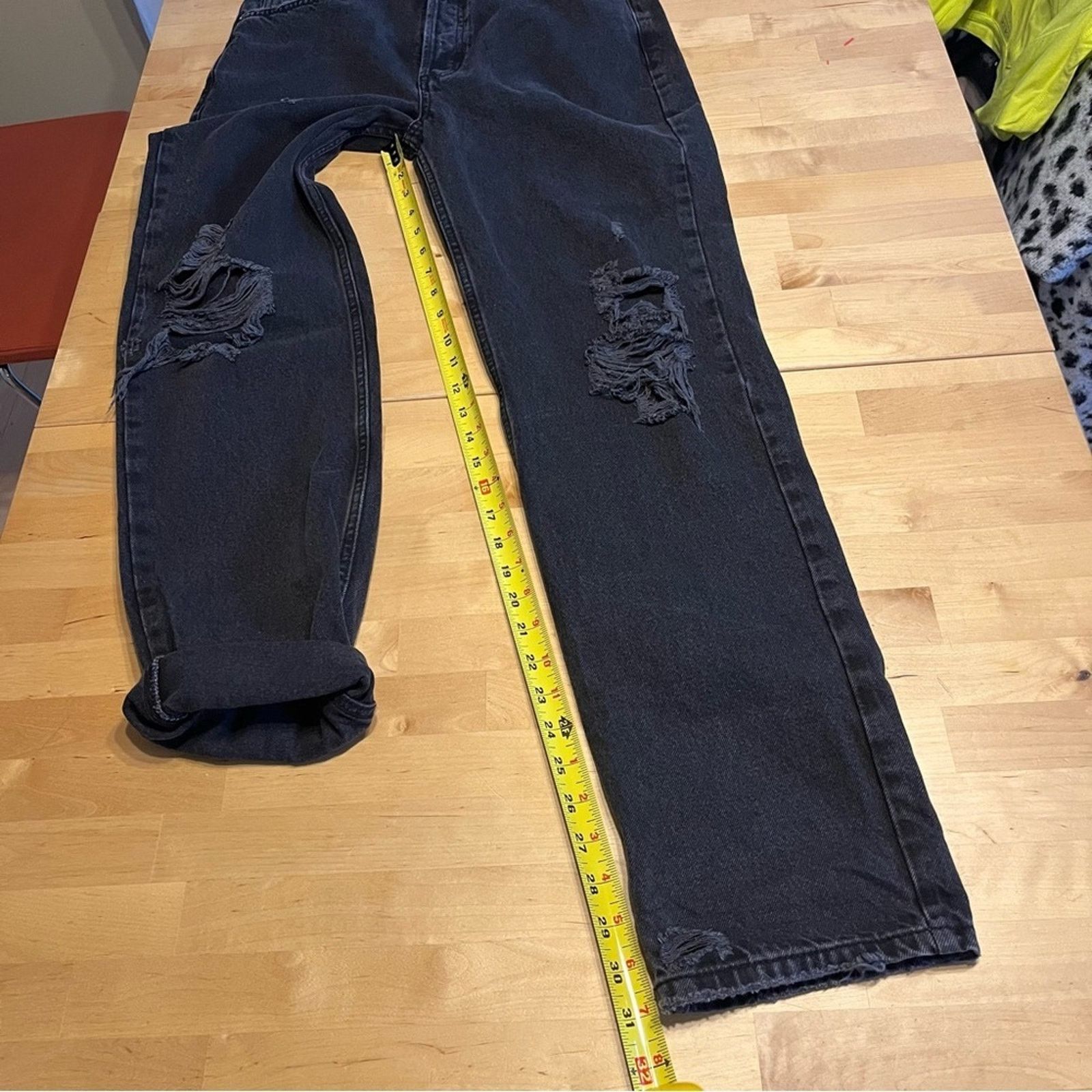 Free People FREE PEOPLE We The Free Black Boyfriend Fit Jeans Distressed Size 27" / US 4 / IT 40 - 8 Thumbnail