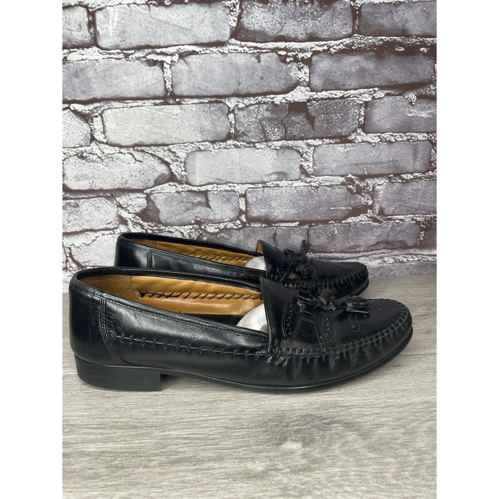 Other SAN REMO Black Leather Wingtip Tassel Loafers Dress Shoes Me Size US 12 / EU 45 - 18 Thumbnail