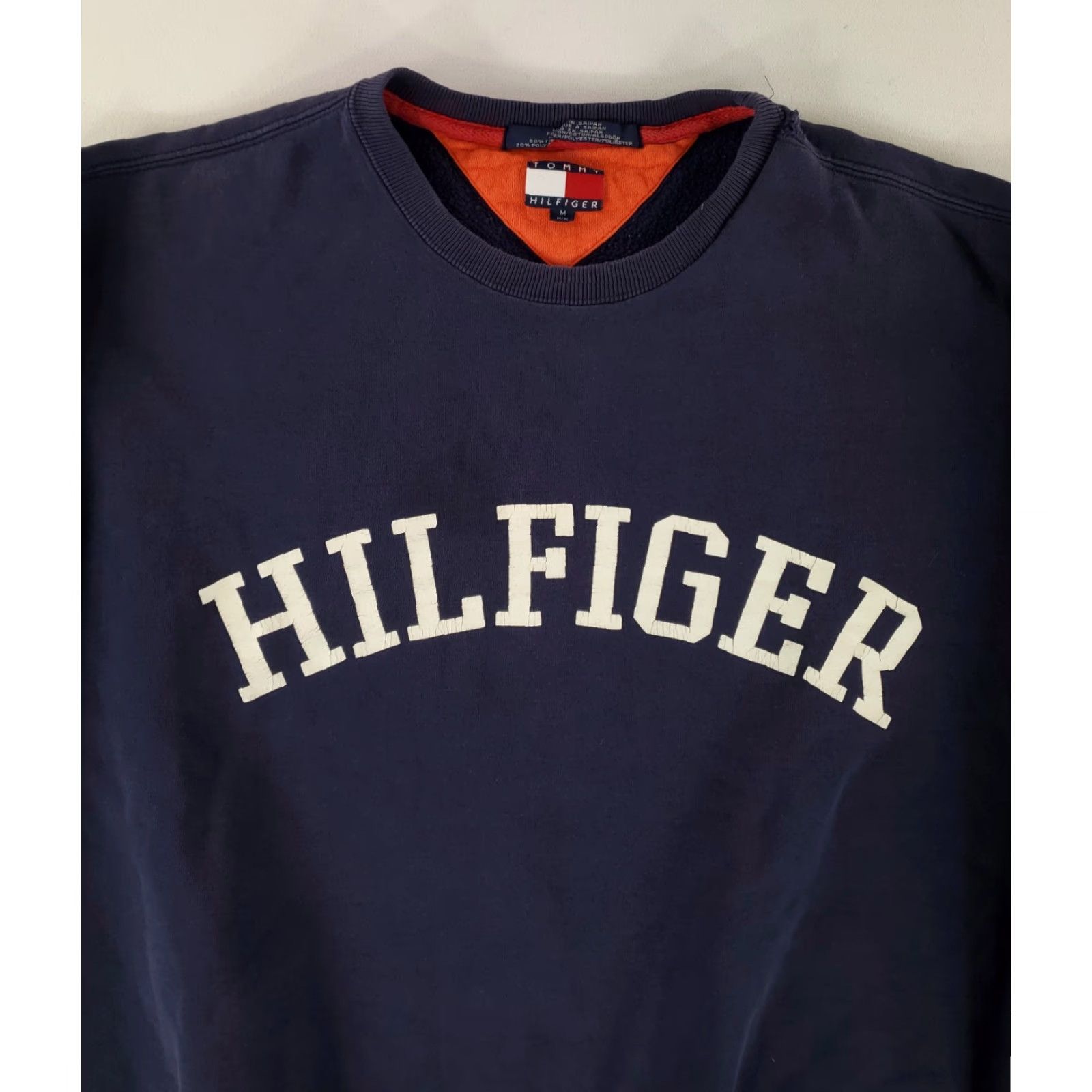 Tommy Hilfiger VINTAGE Tommy Hilfiger Sweatshirt Mens M Blue Distressed 90s Spellout Pullover Size US M / EU 48-50 / 2 - 4 Thumbnail
